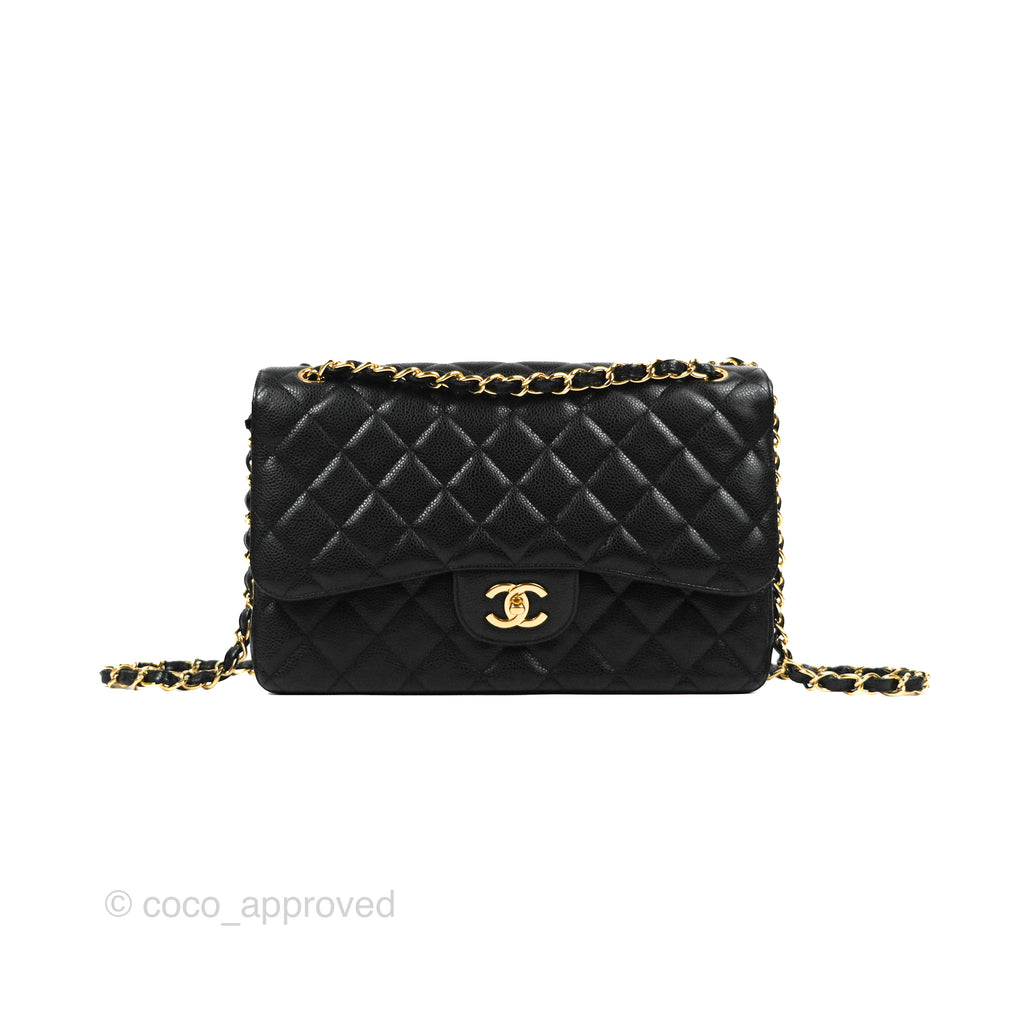 Chanel Jumbo Double Flap Black Caviar Gold Hardware⁣⁣