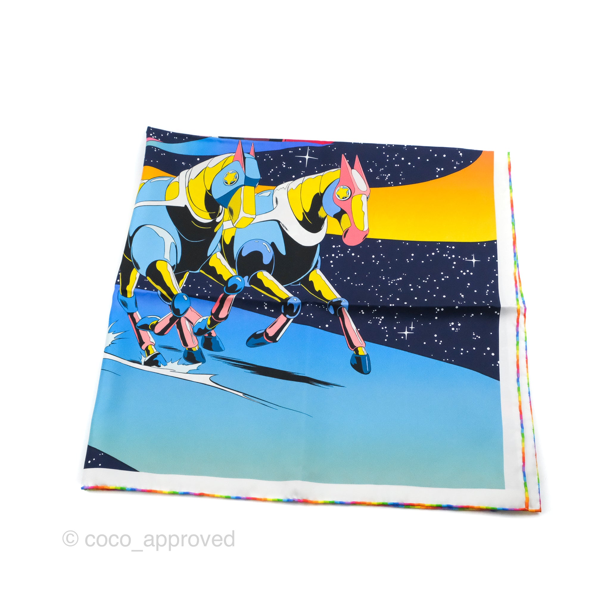 Hermès Space Derby Scarf 90 Marine / Rouge / Multicolore – Coco