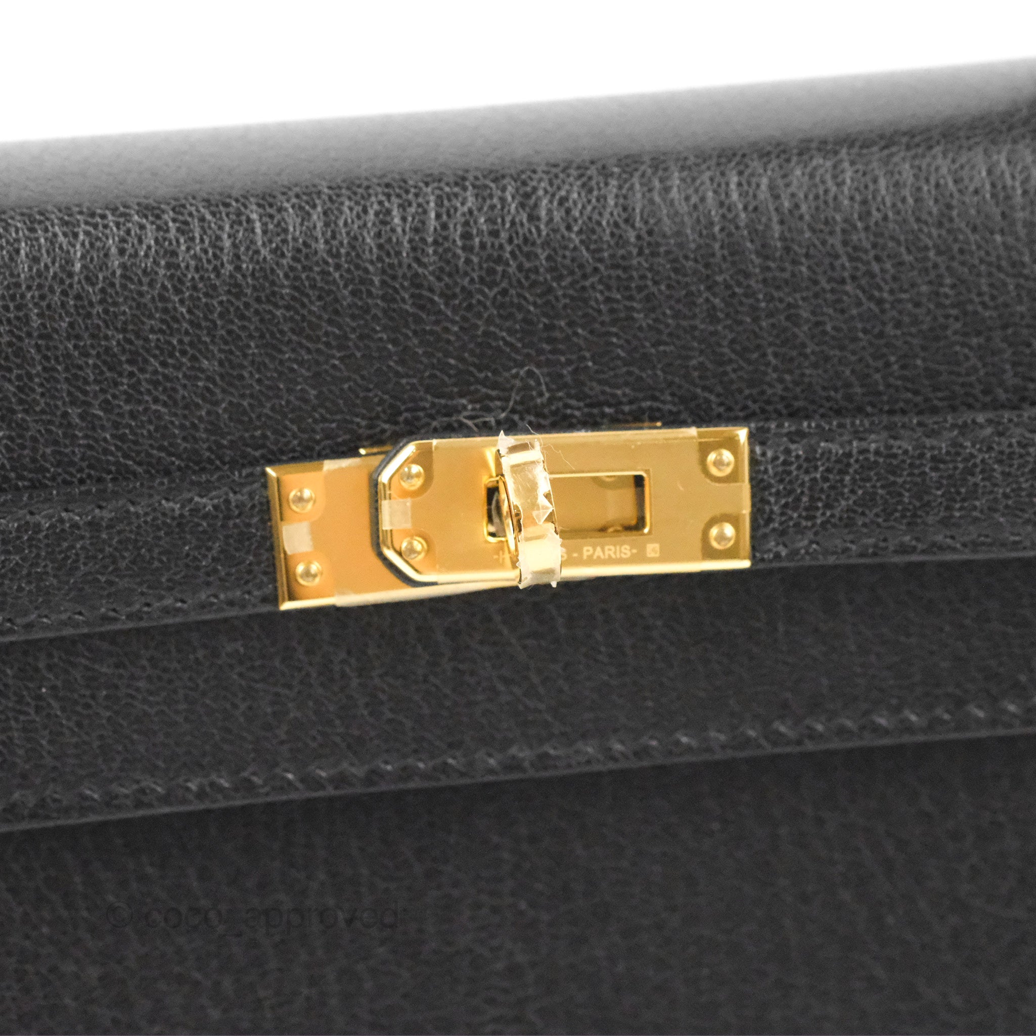 Hermes Kelly Sellier 25 Black Chevre Chamkila Gold Hardware – Coco Approved  Studio