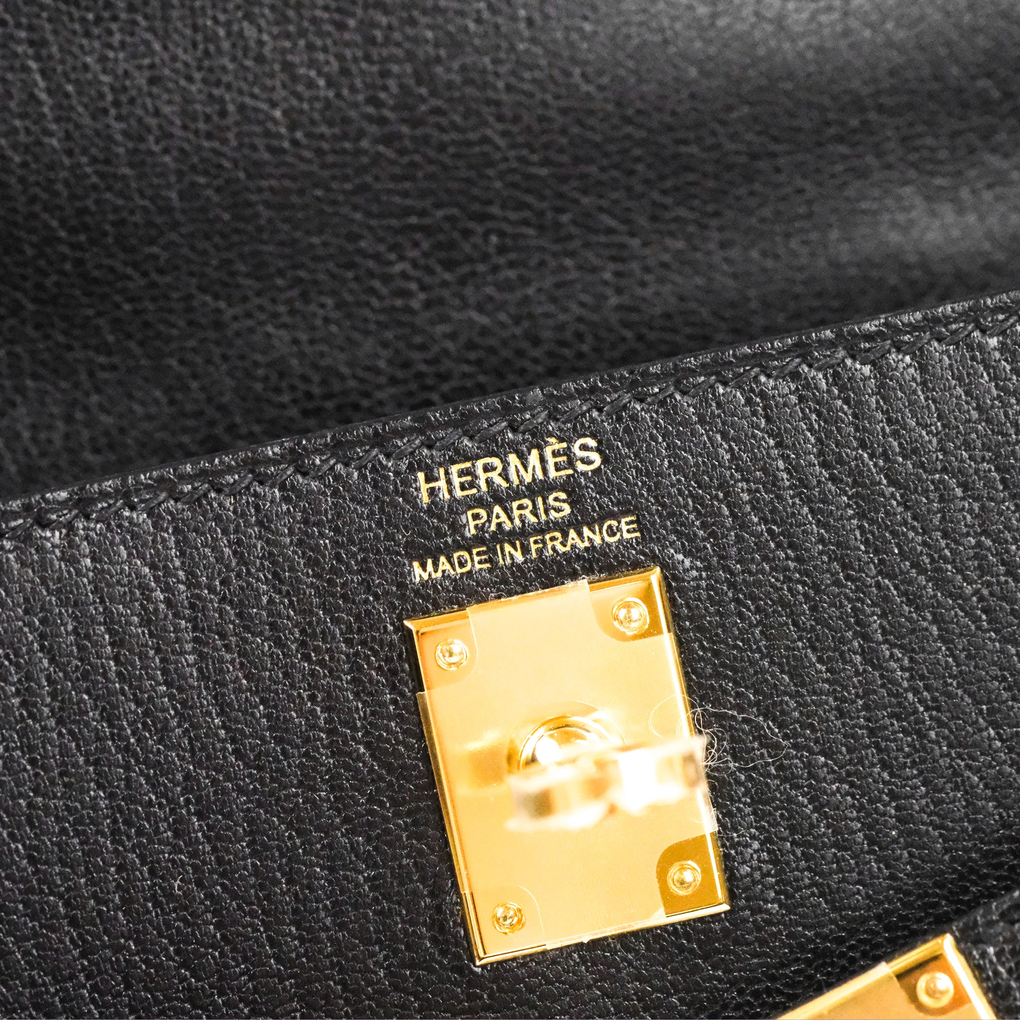 Hermes Kelly Elan Black Chevre Chamkila Gold Hardware – Madison Avenue  Couture