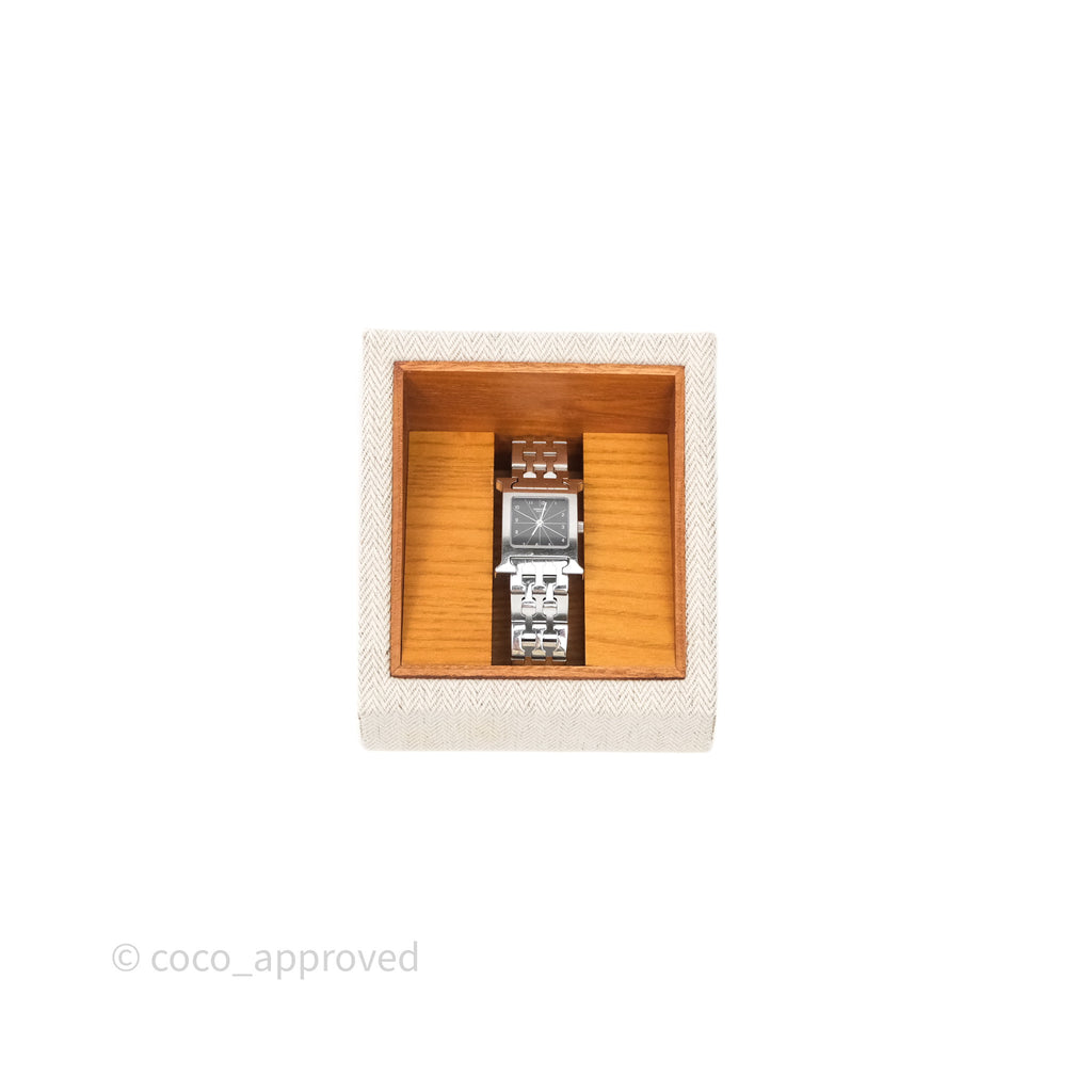 Hermes Heure H Watch Black Silver Hardware
