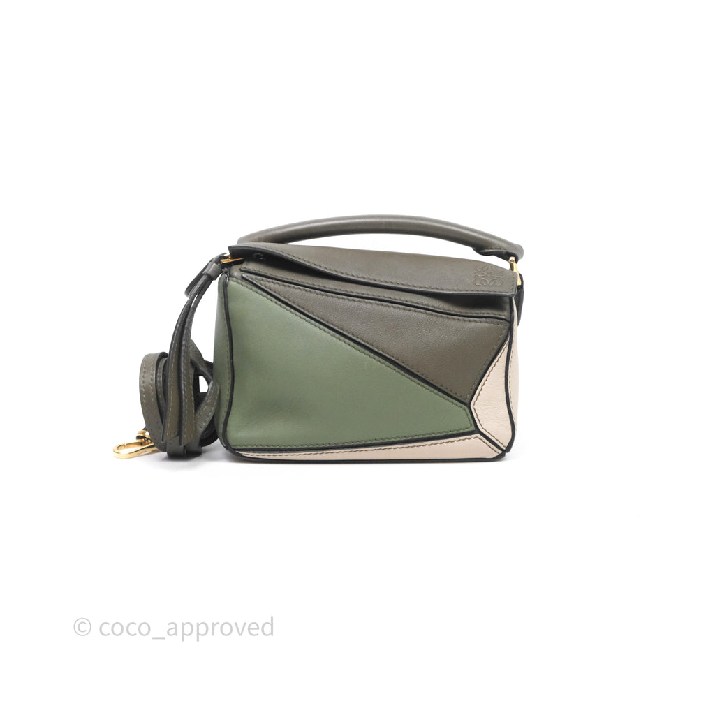 Loewe Mini Puzzle Bag Green Calfskin Gold Hardware