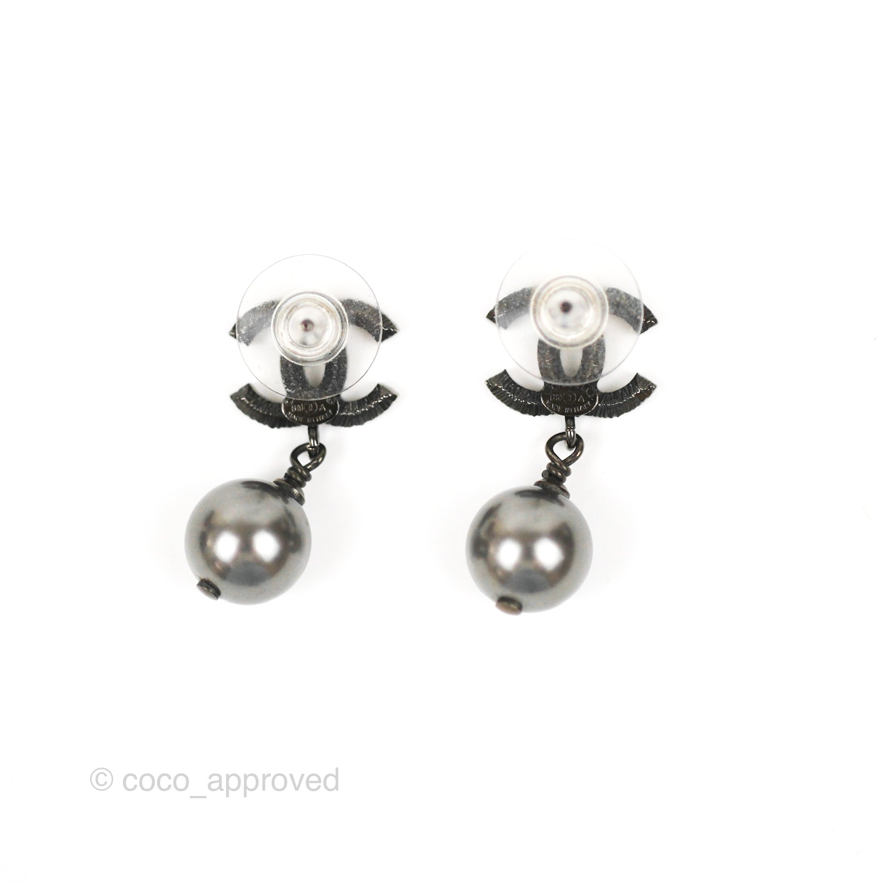 Chanel CC Black Bead Drop Earrings Gun Metal 19A – Coco Approved