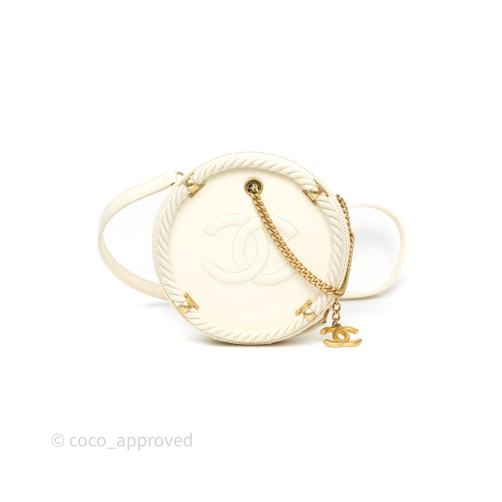 Chanel En Vogue Round Bag White Calfskin Aged Gold Hardware