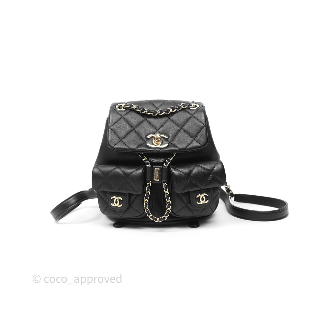 Chanel Mini Duma Backpack Black Calfskin Gold Hardware