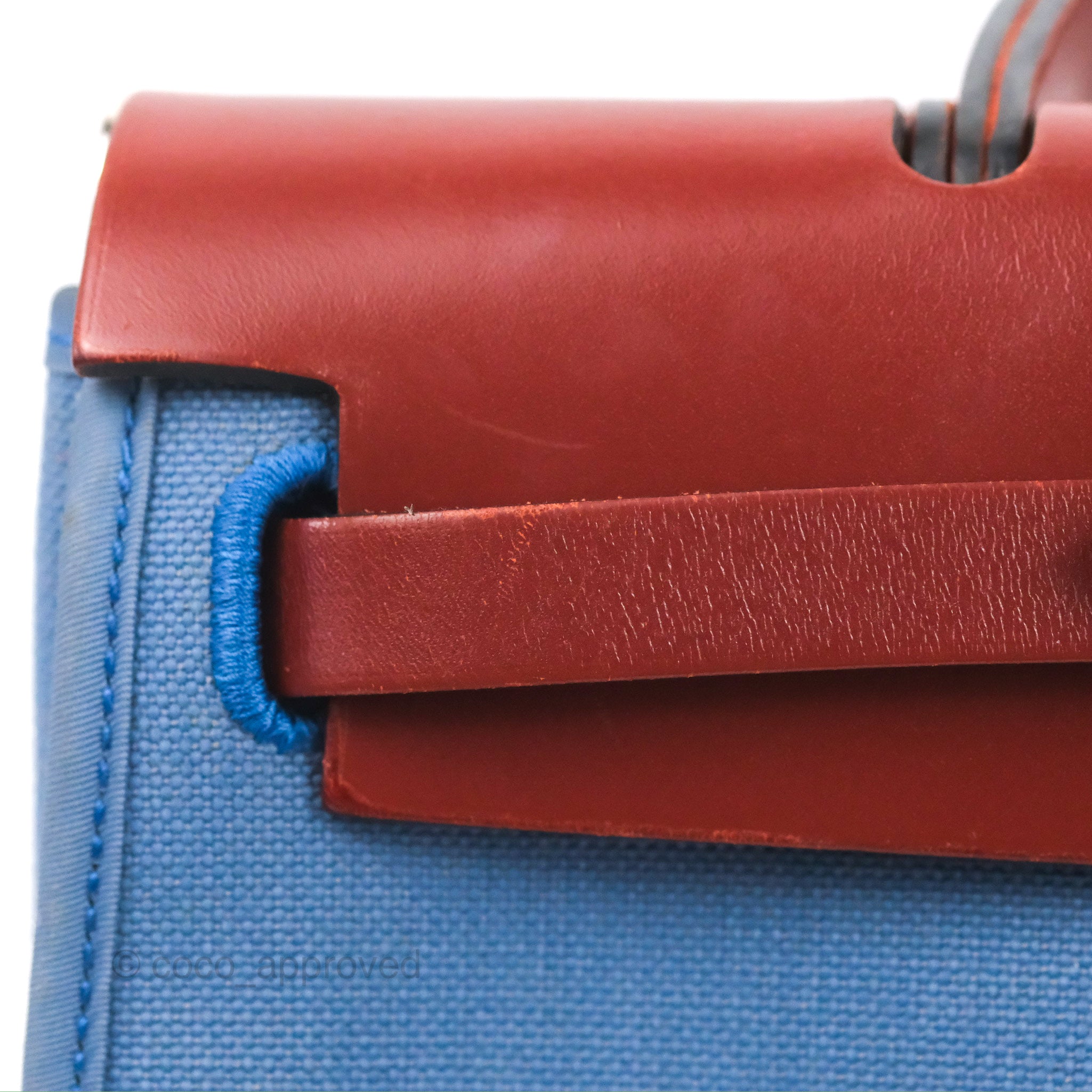 Hermès Herbag Zip 31 Rouge H/Bleu Agate Canvas Palladium Hardware