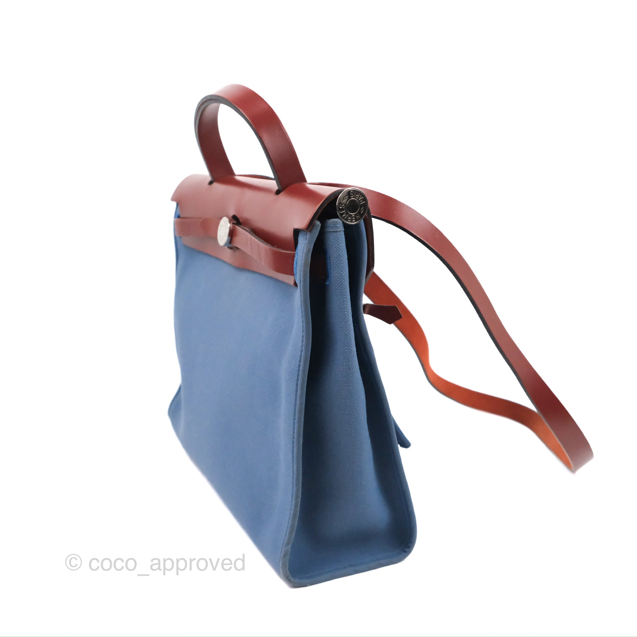 Hermès Herbag Zip 31 Rouge H/Bleu Agate Canvas Palladium Hardware – Coco  Approved Studio