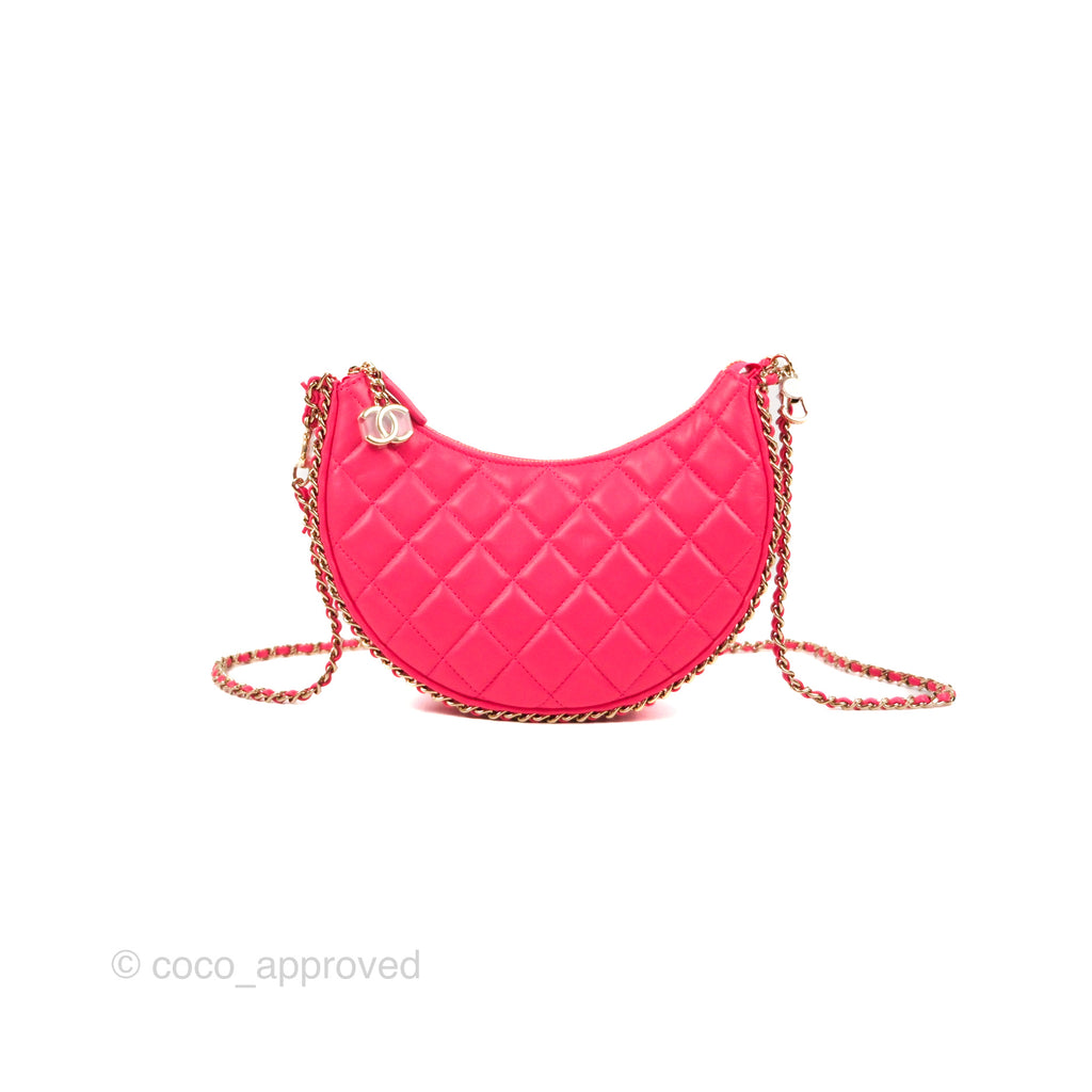 Chanel Small Hobo Bag Pink Lambskin Gold Hardware 23S