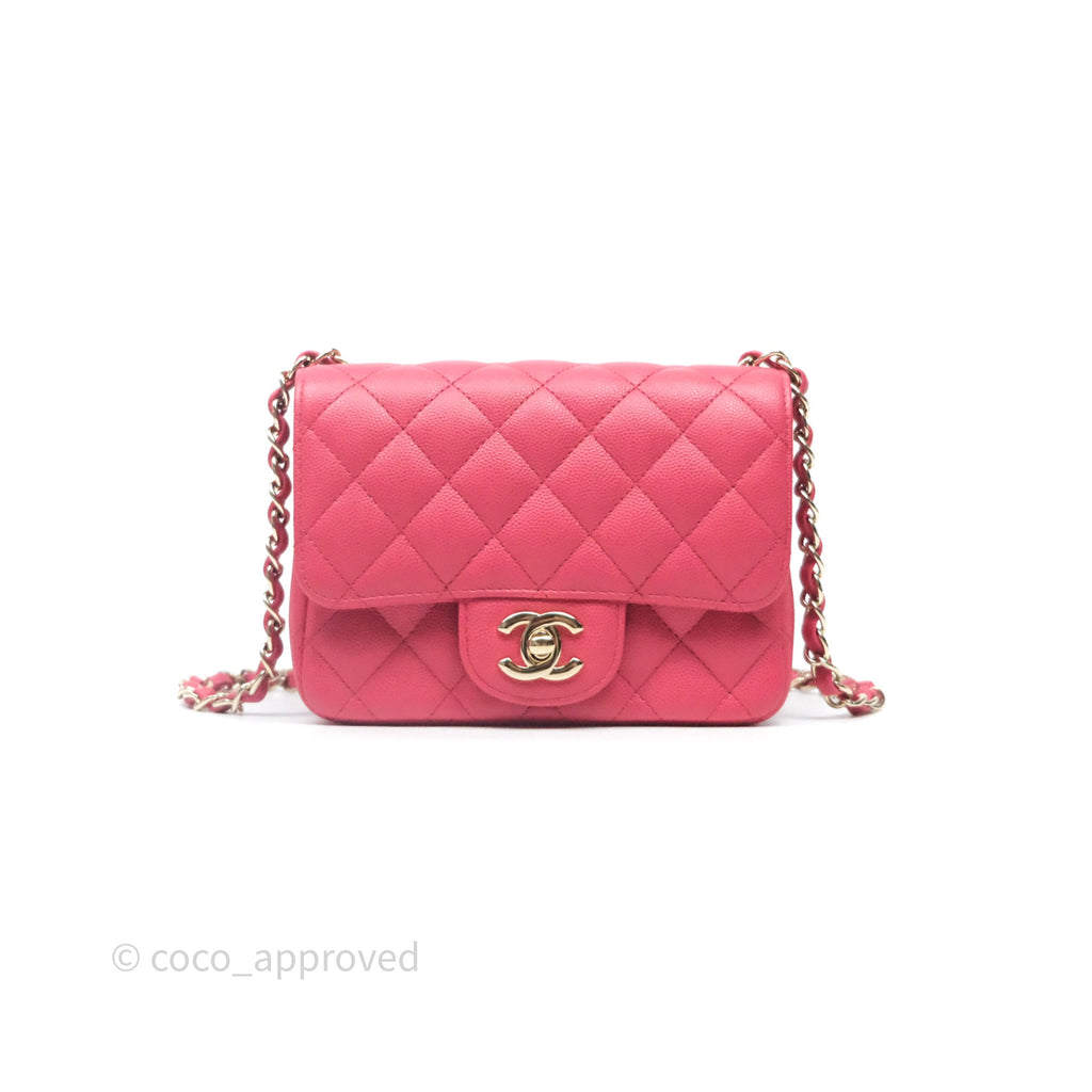 Chanel Quilted Mini Square Pink Caviar Gold Hardware
