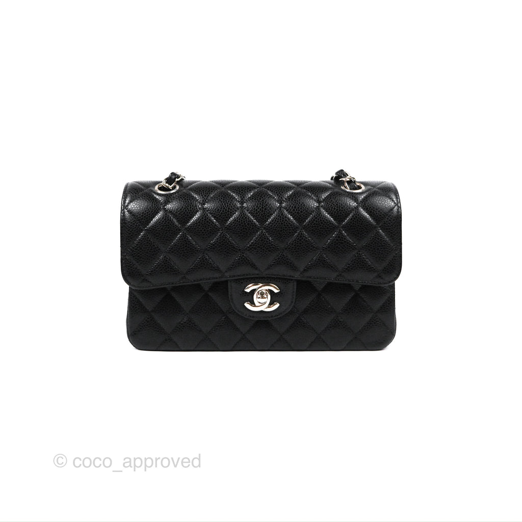 Chanel Small Classic Flap Quilted Black Caviar Silver Hardware