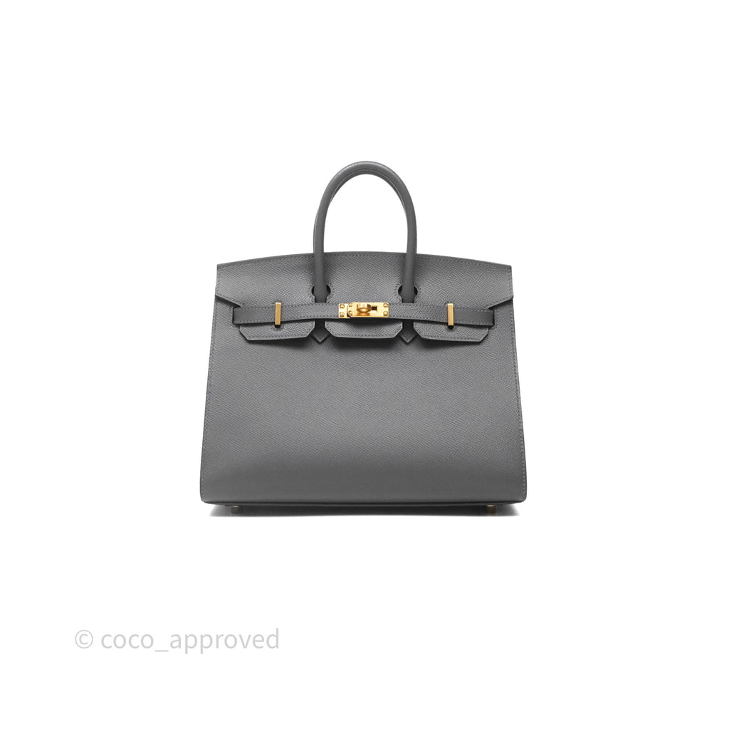 Hermes Birkin 25 Sellier Gris Meyer 0L Epsom Gold Hardware