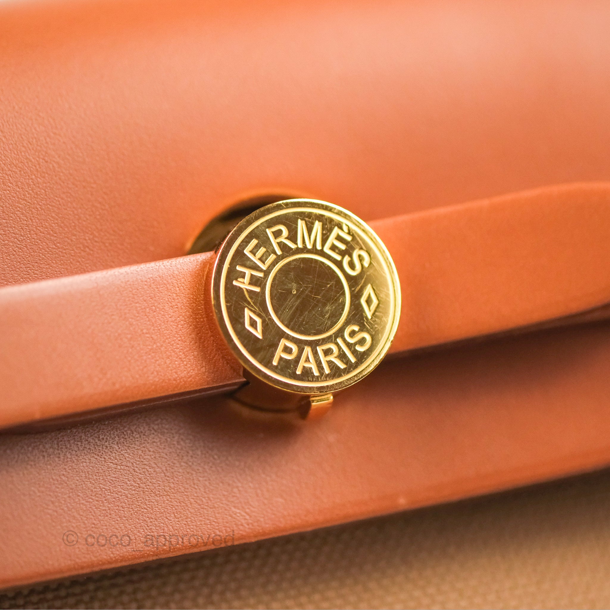 Hermès Herbag Zip Retourne 31 Chai/Fauve Canvas Gold Hardware