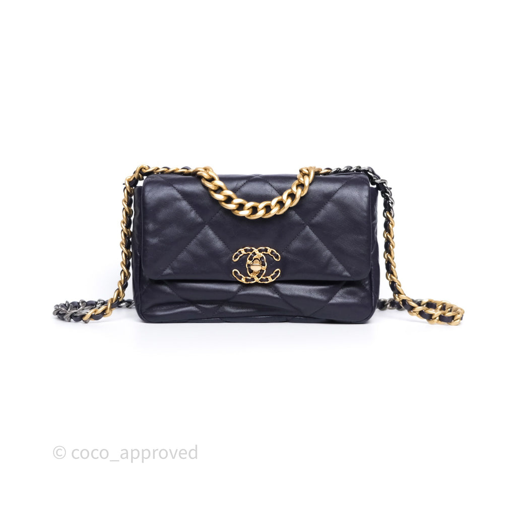 Chanel 19 Small Dark Purple Mixed Hardware