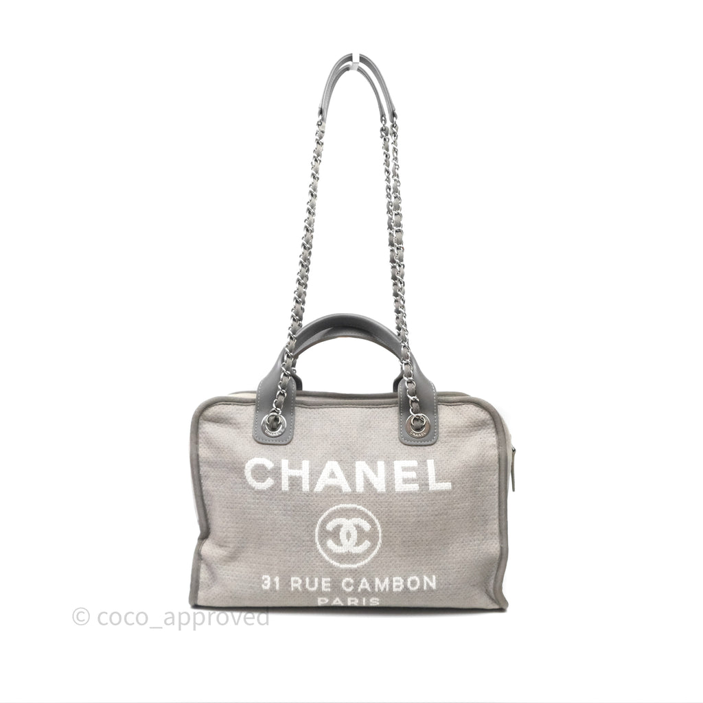 Chanel Deauville Bowling Bag Grey Silver Hardware