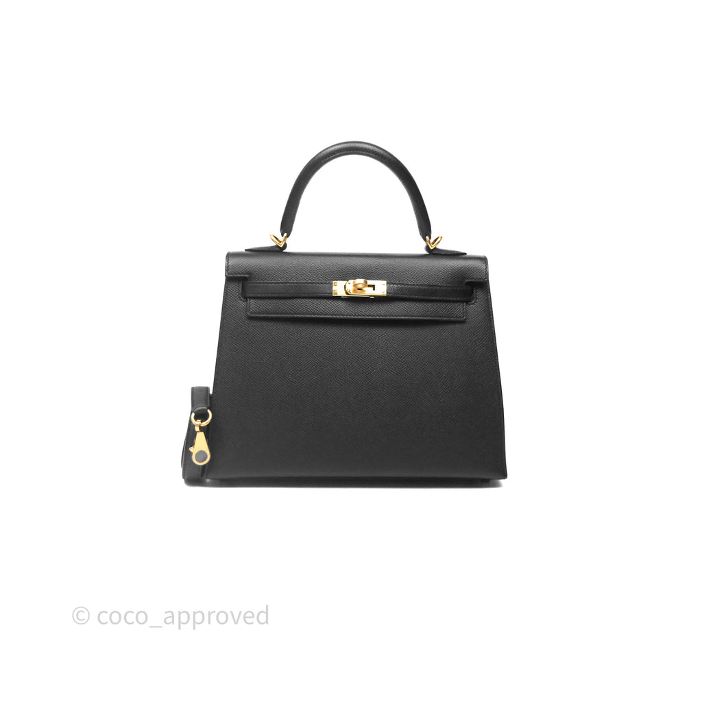 Hermès Kelly II 25 Sellier Black Noir 89 Veau Epsom Gold Hardware