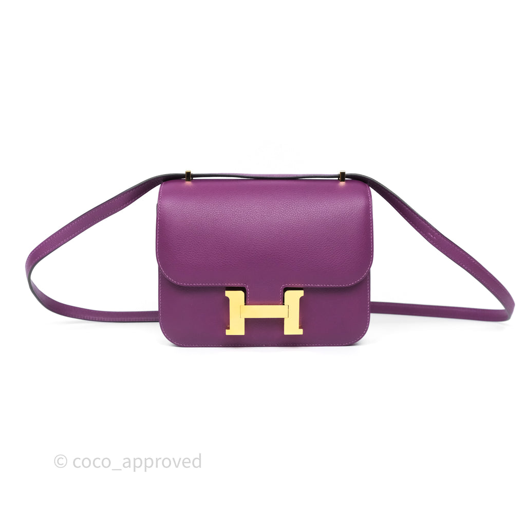 Hermès Constance Mini 18cm Anemone P9 Evercolor Gold Hardware