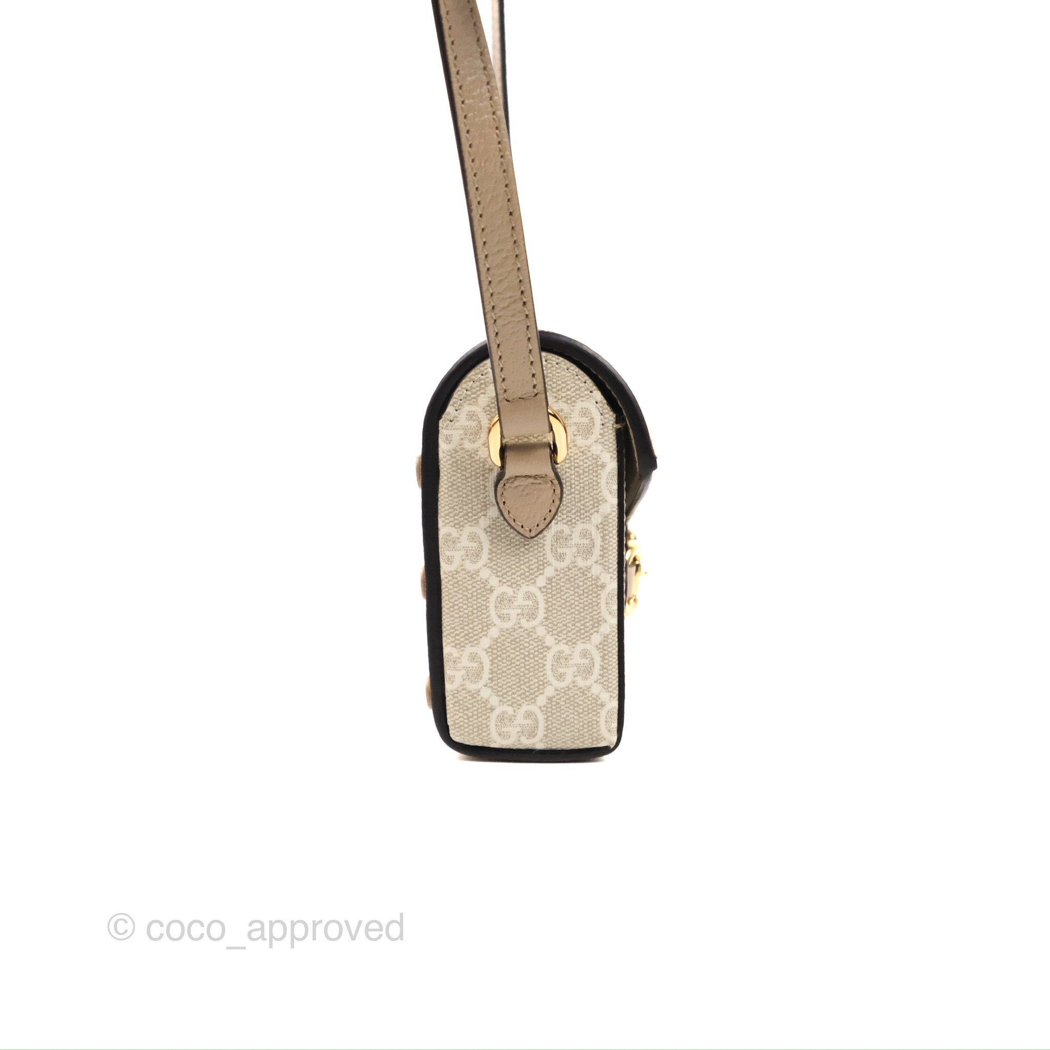 Gucci Horsebit 1955 mini bag in beige and white GG Supreme