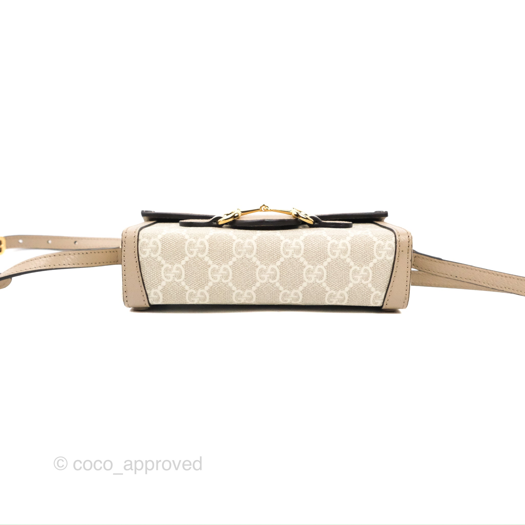 Gucci Horsebit 1955 mini bag in beige and white GG rhombus
