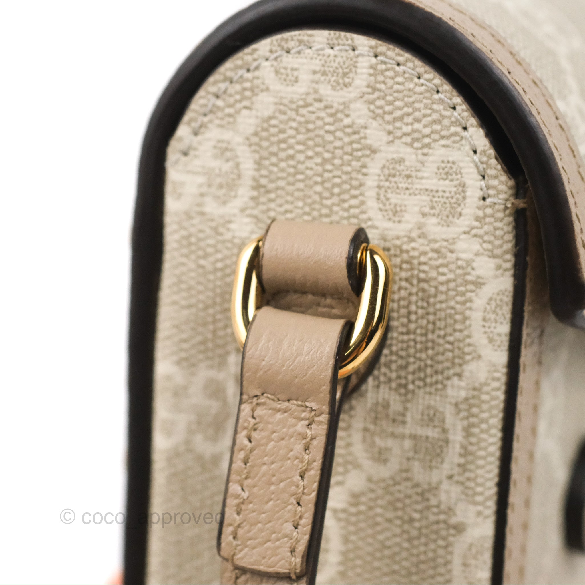 Gucci Horsebit 1955 GG mini bag in beige and white canvas