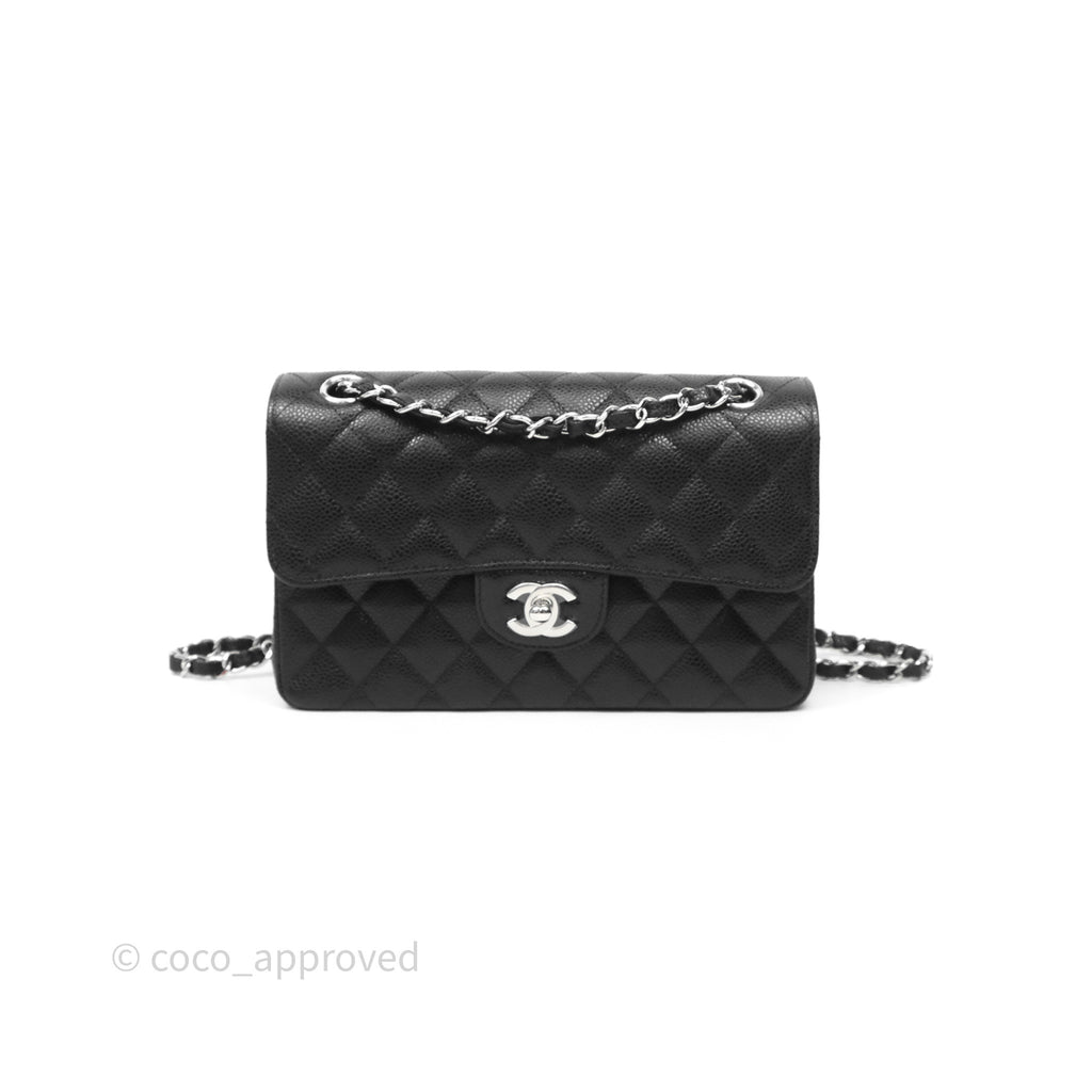 Chanel Small Classic Flap Quilted Black Caviar Silver Hardware