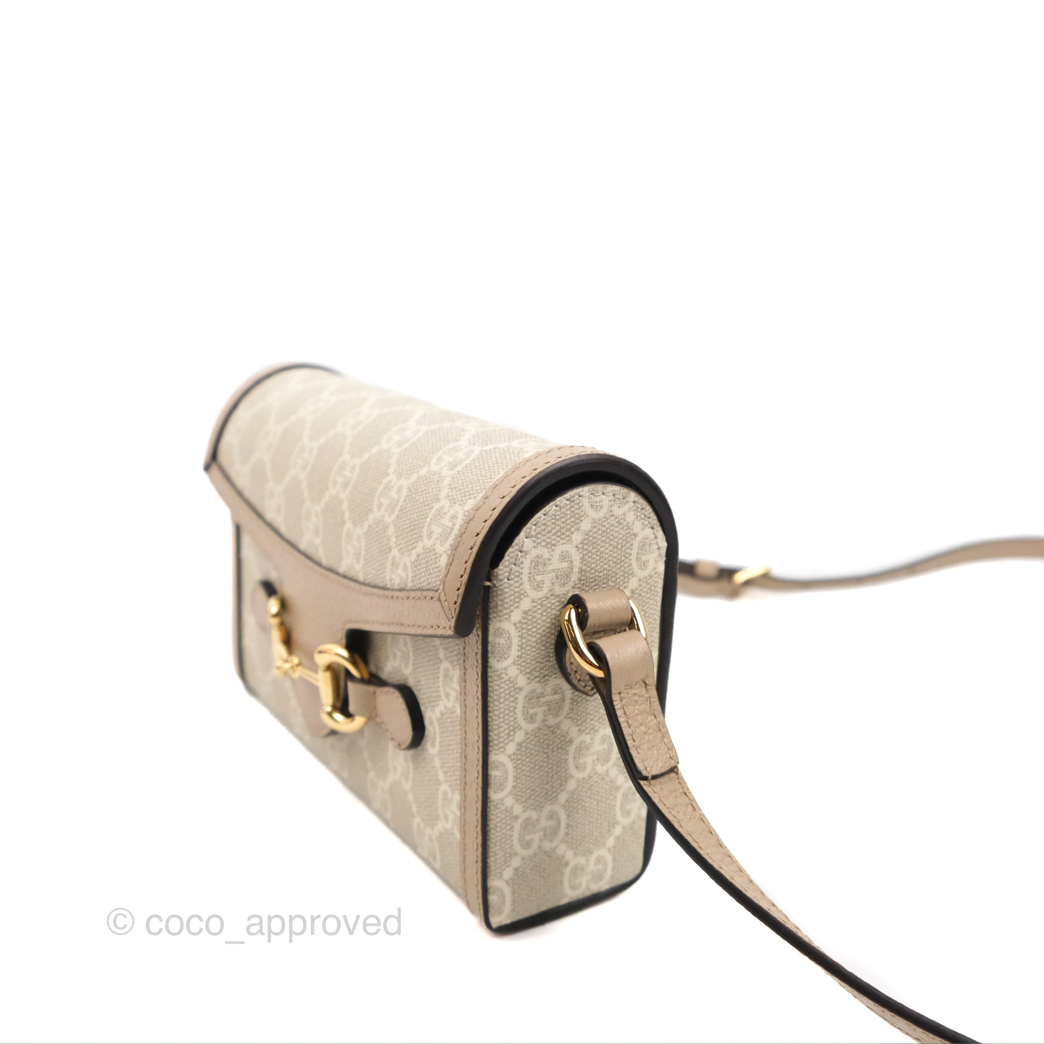 Gucci Horsebit 1955 mini bag in beige and white GG Supreme