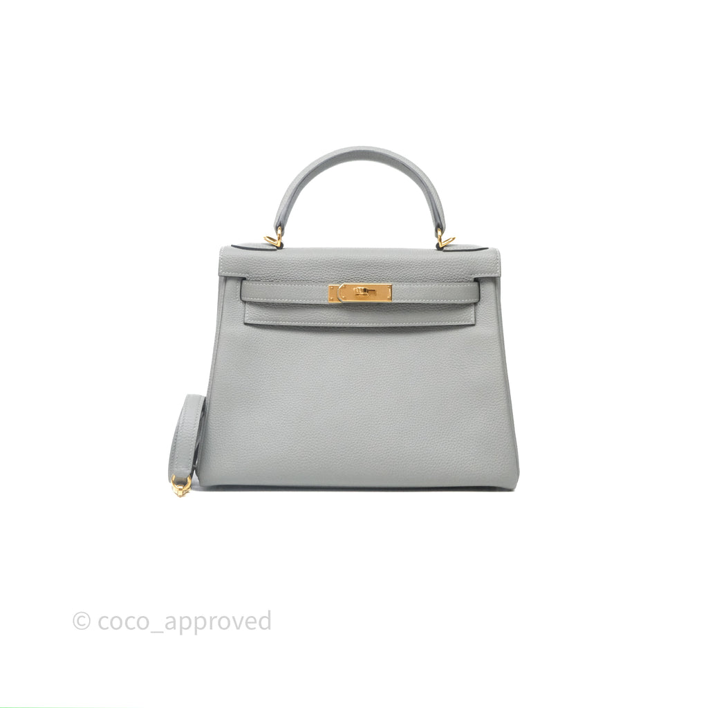 Hermès Kelly 28 Gris Mouette 4Z Togo Gold Hardware
