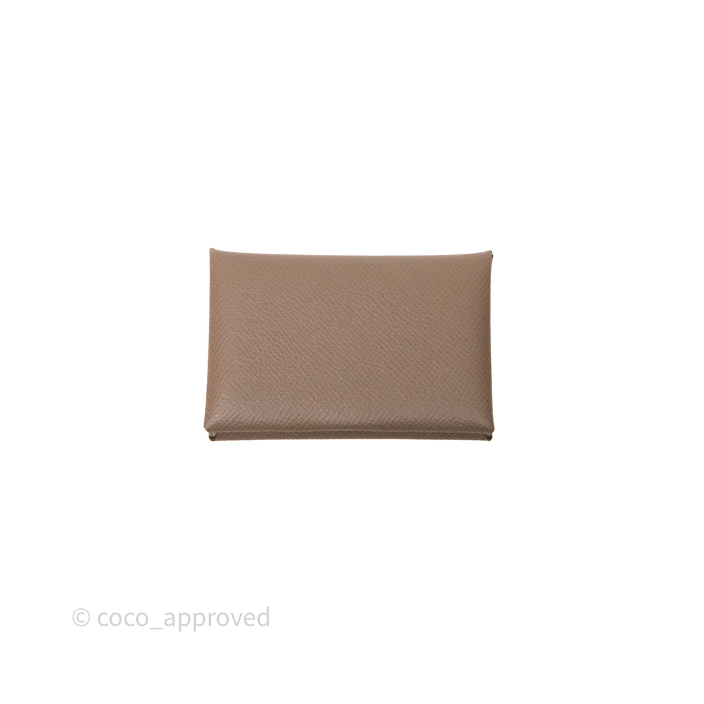 Hermès Calvi Card Holder Etoupe Epsom