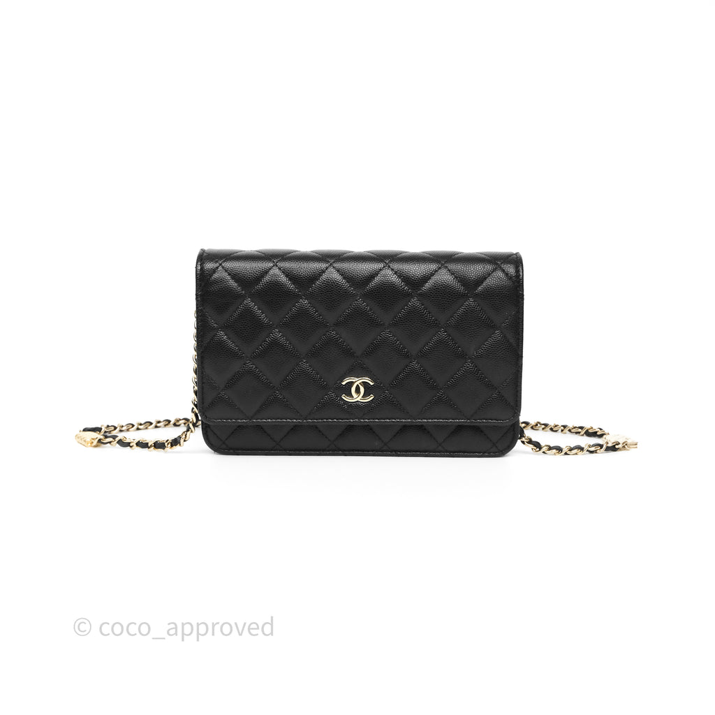 Chanel Quilted WOC with Charms Black Caviar Gold Hardware