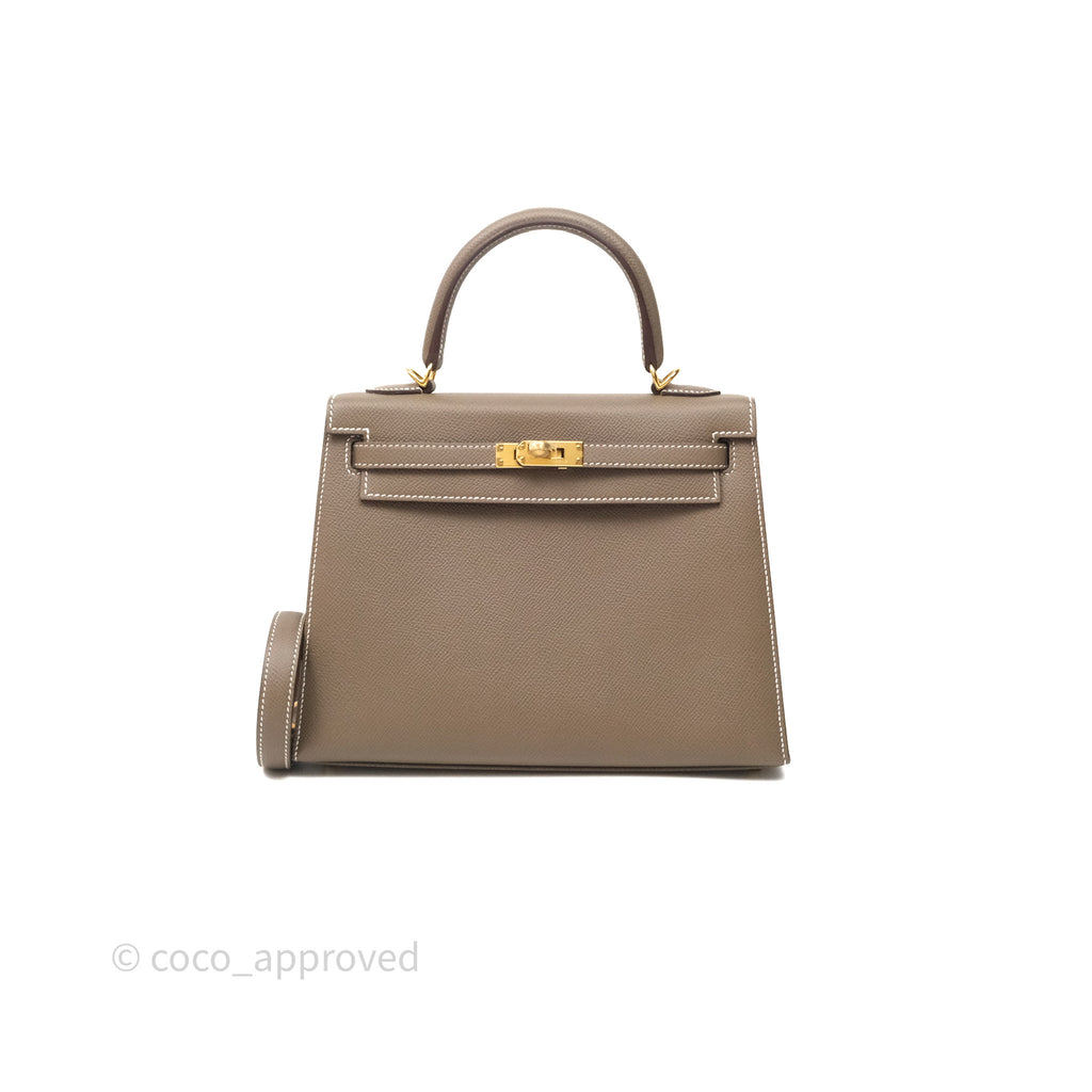 Hermès Kelly 25 Sellier Etoupe 18 Epsom Gold Hardware