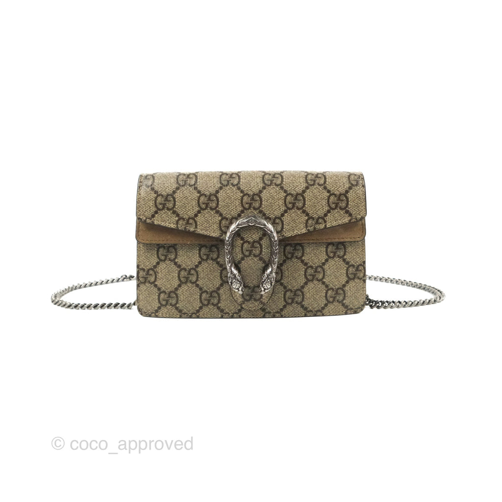 Gucci Dionysus GG Supreme Super Mini Crossbody Bag Ruthenium Hardware