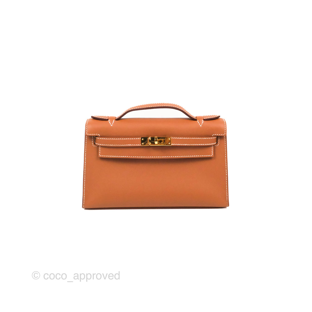 Hermes Mini Kelly Pochette Etoupe Swift Gold Hardware