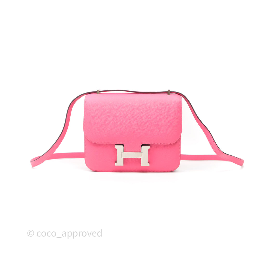 Hermes Mini Constance 18cm Rose Lipstick U5 Epsom Palladium Hardware