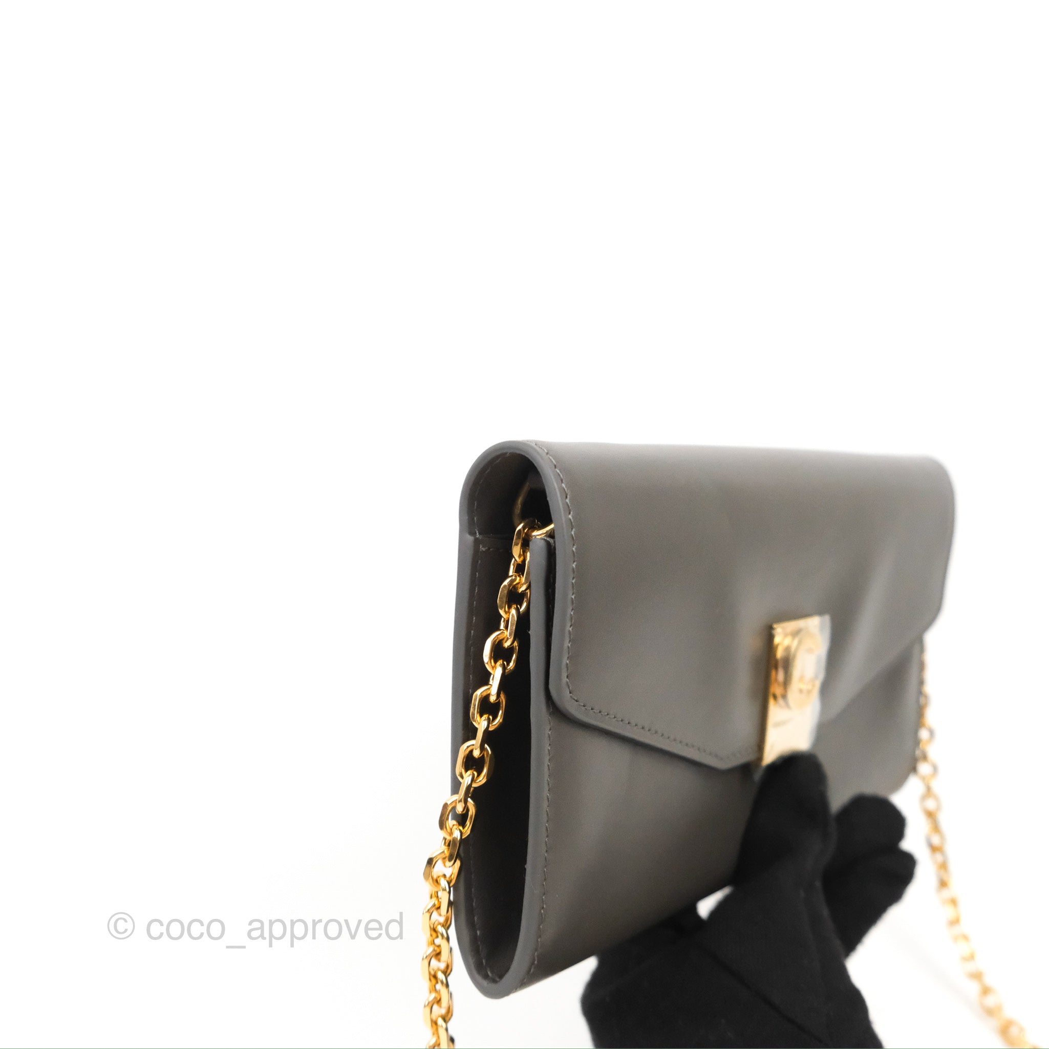 Celine C Wallet On Chain WOC Grey Smooth Calfskin – Coco Approved Studio