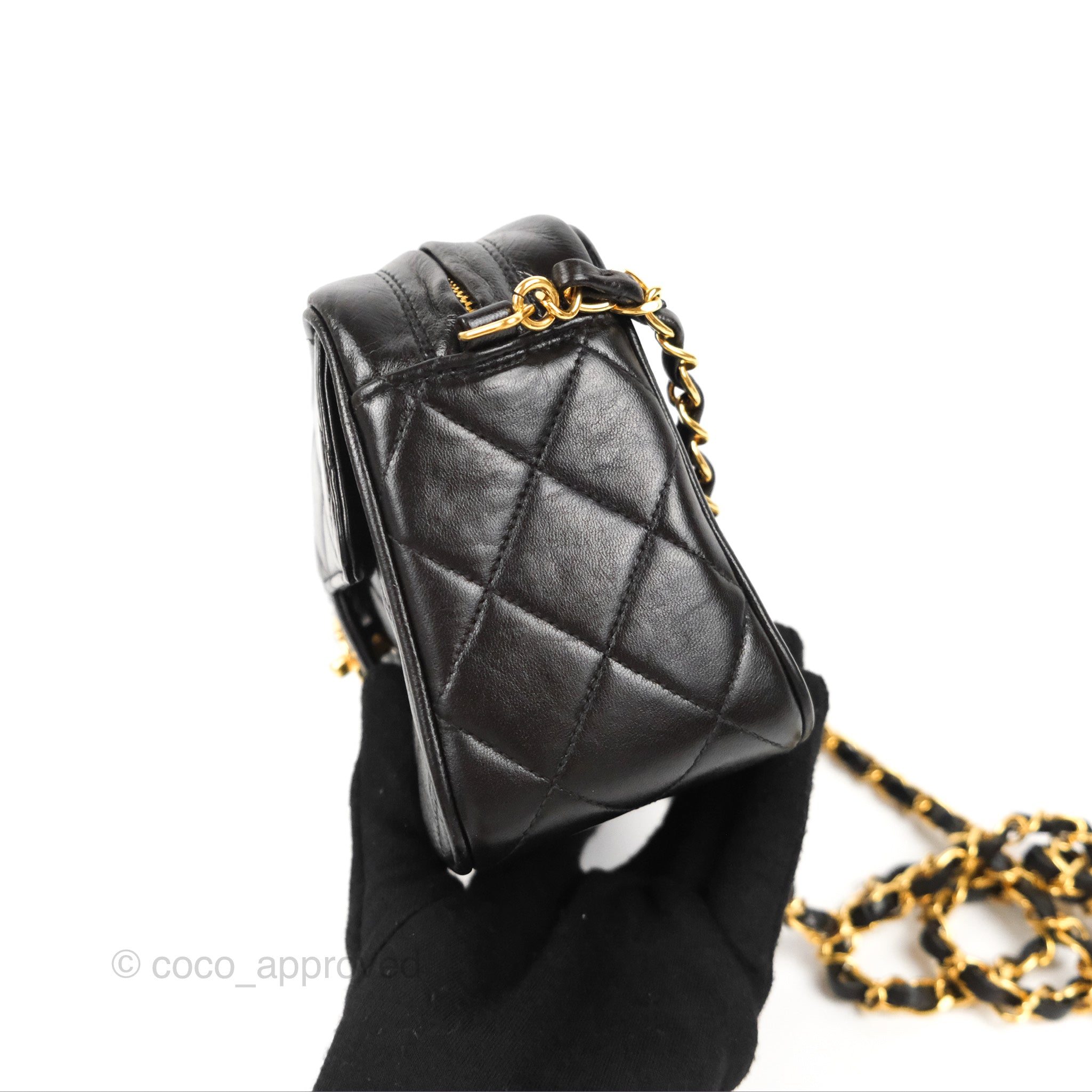 Chanel Vintage Tassel Charm Camera Bag Black Lambskin Gold Hardware – Coco  Approved Studio