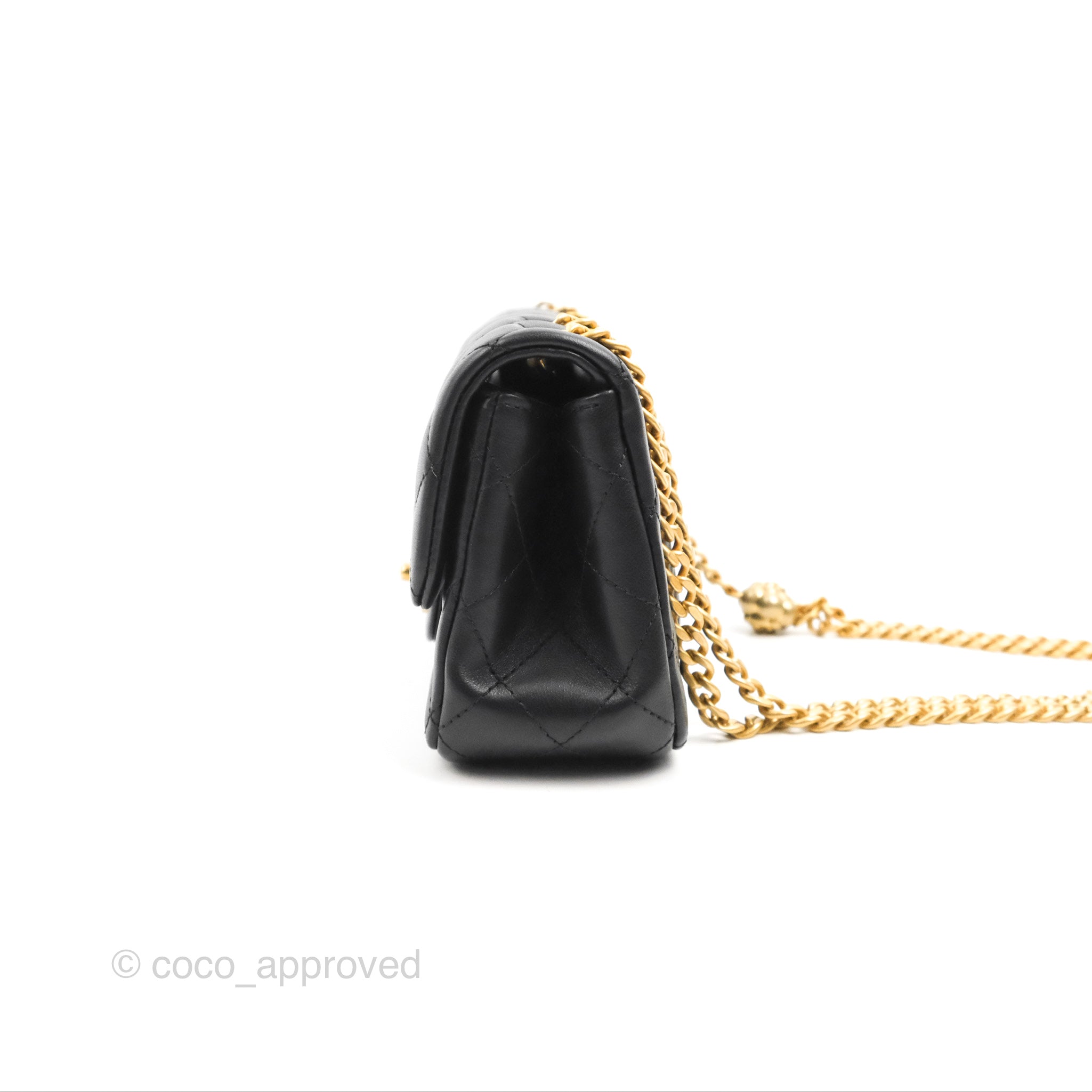 Chanel Mini Rectangular Flap with Camellia Adjustable Chain Black Lamb –  Coco Approved Studio