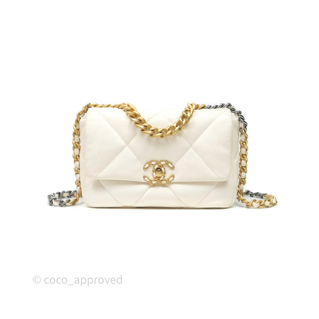 Chanel 19 Small White Mixed Hardware