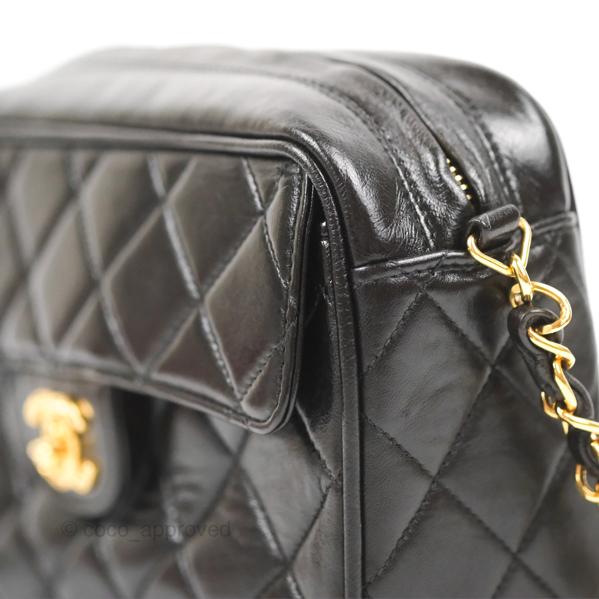 Chanel Vintage Tassel Charm Camera Bag Black Lambskin Gold