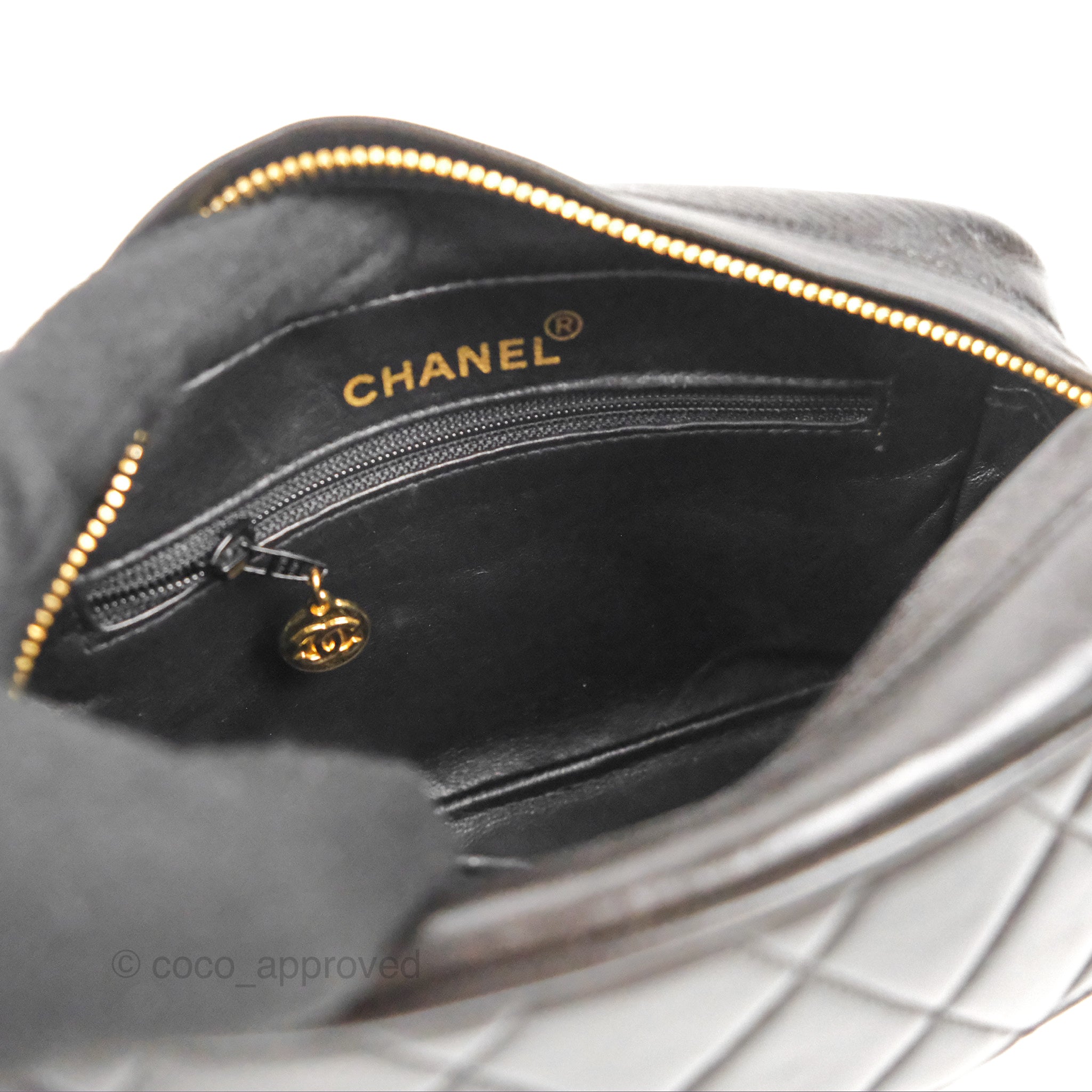 Chanel Vintage Tassel Charm Camera Bag Black Lambskin Gold