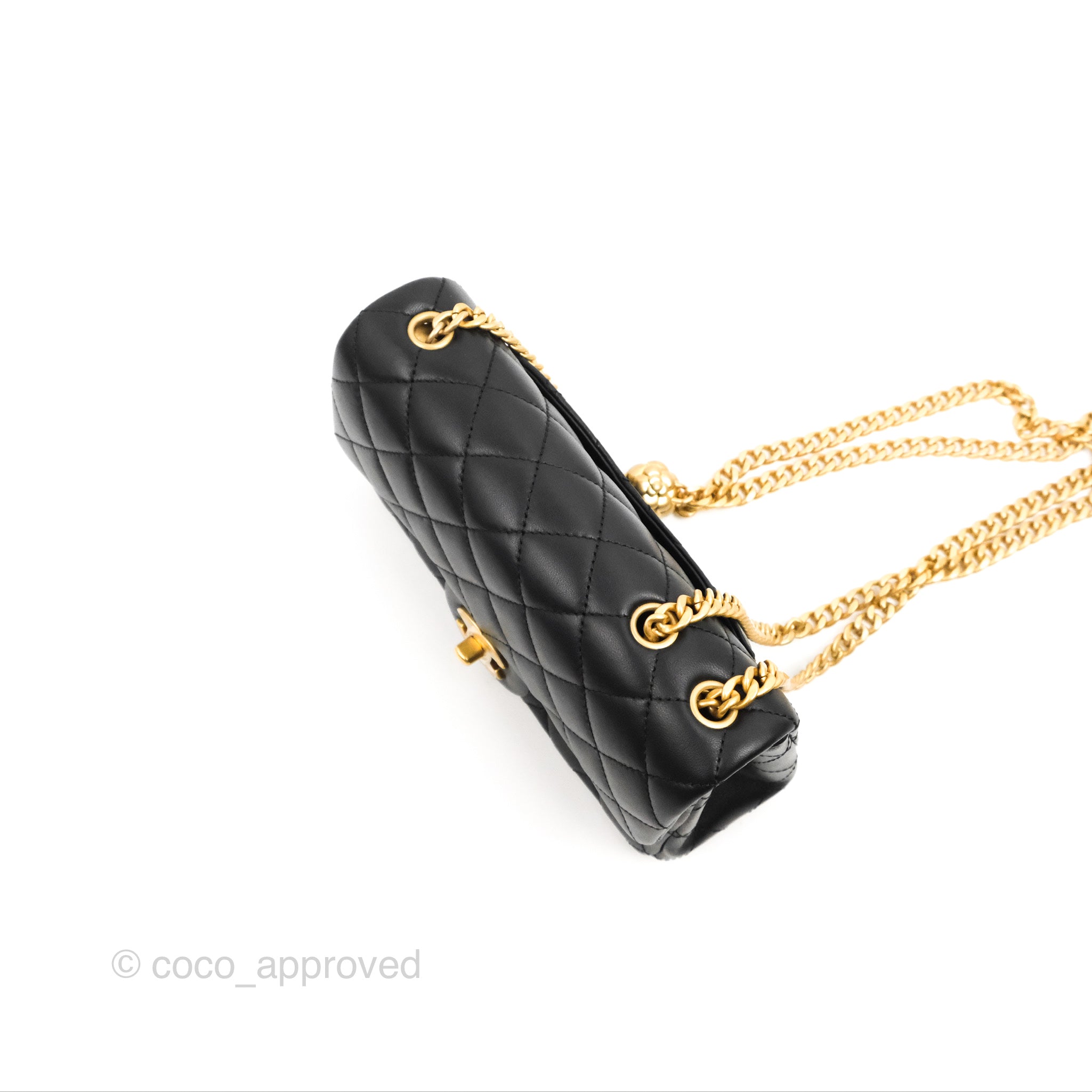 Chanel Quilted Large Resin Bi-Color Chain Flap Bag Black Lambskin Gold –  Coco Approved Studio