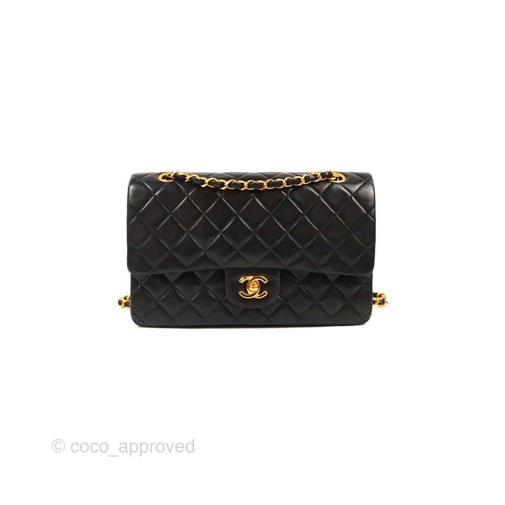 Chanel Classic Vintage Medium Flap Black Lambskin 24K Gold Hardware