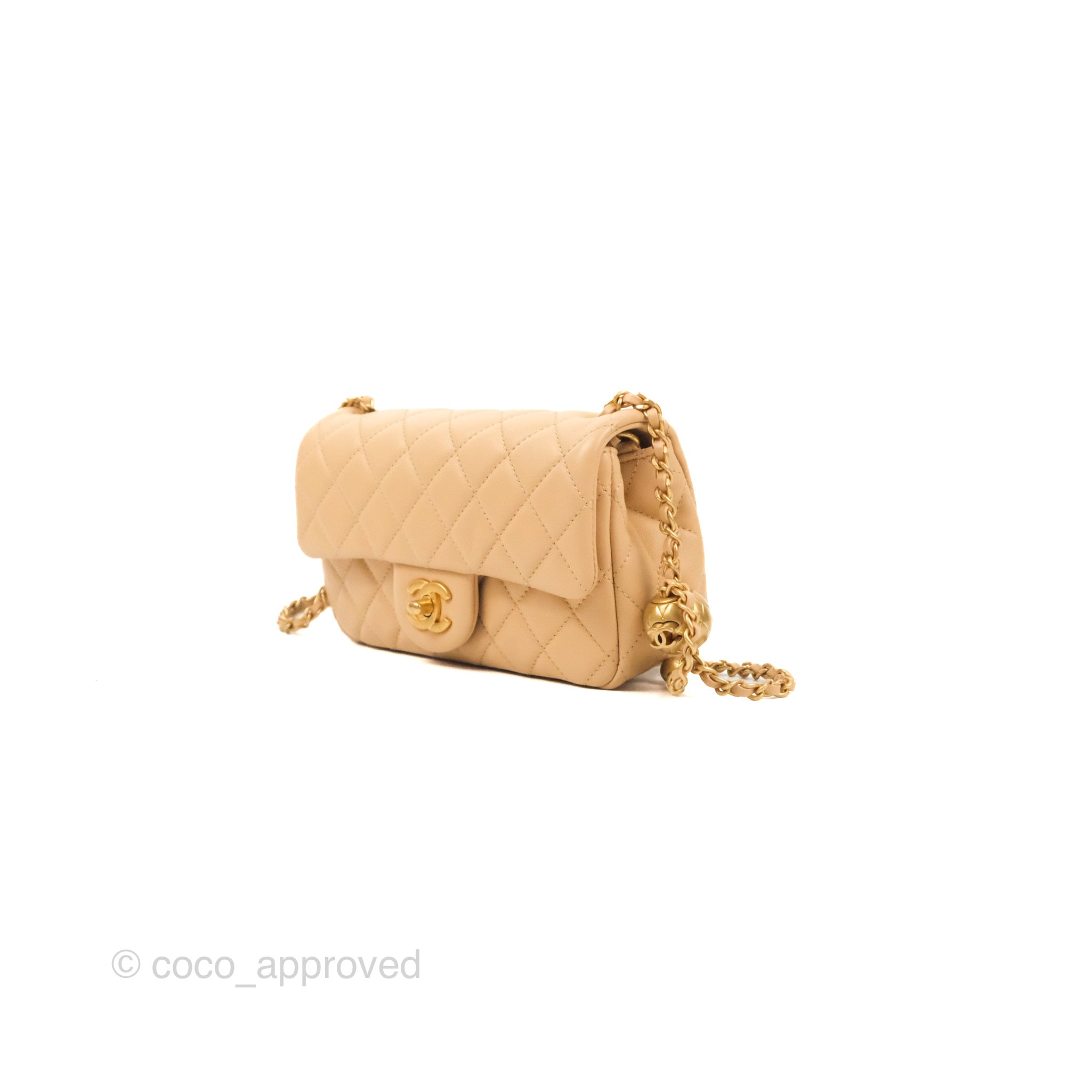 Chanel Mini Rectangular Pearl Crush Beige Lambskin Aged Gold Hardware – Coco  Approved Studio