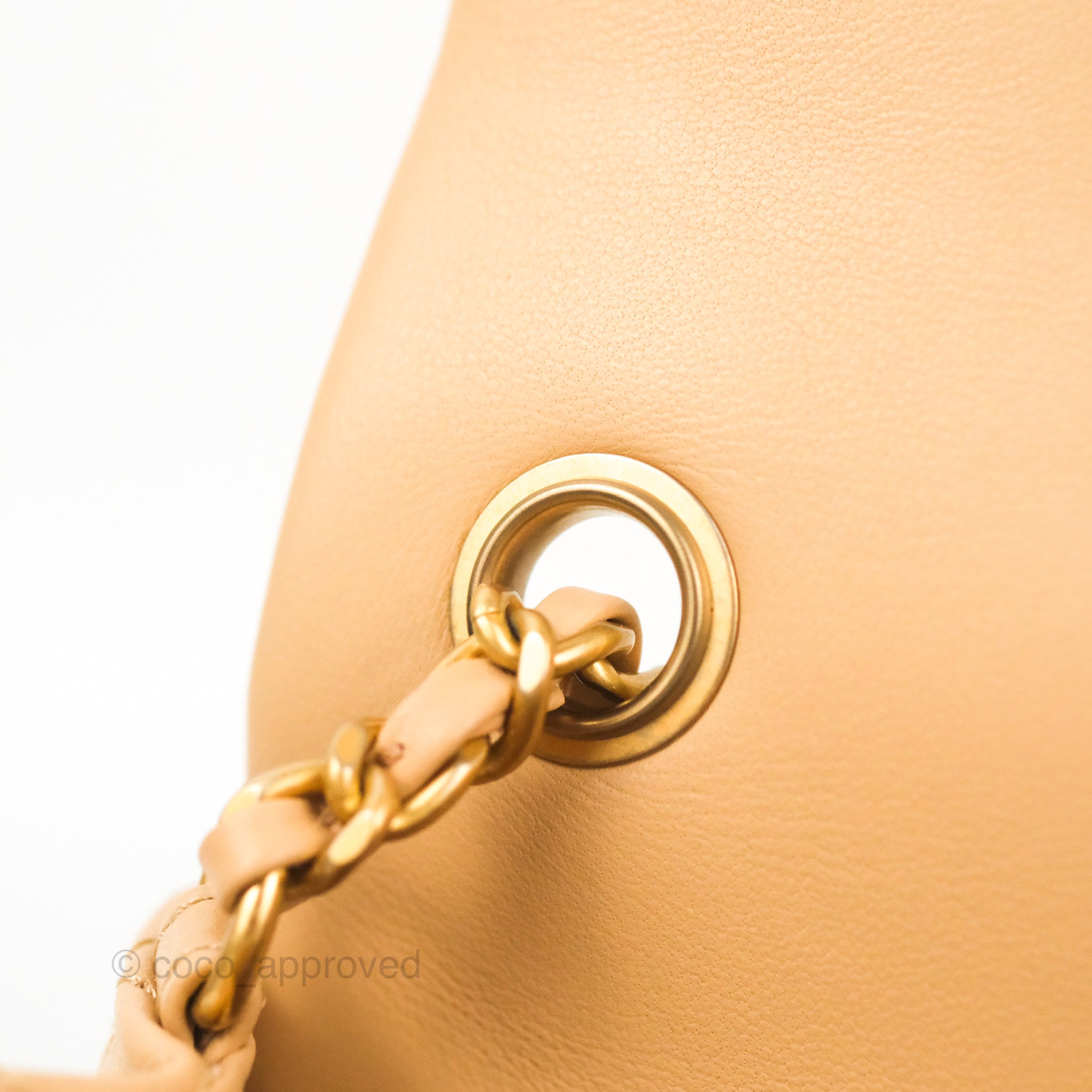 Chanel Mini Rectangular Pearl Crush Beige Lambskin Aged Gold Hardware – Coco  Approved Studio