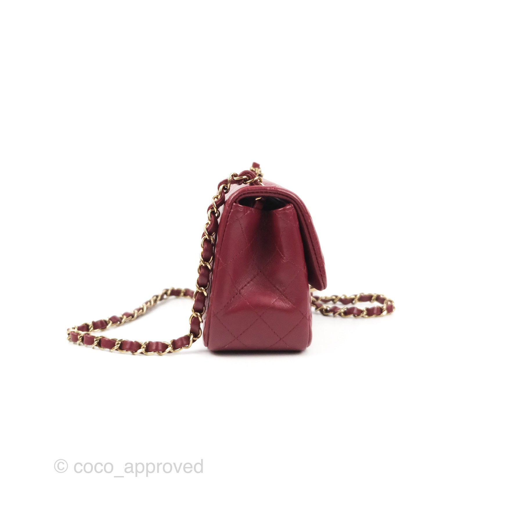 Chanel Mini Timeless Shoulder Bag in Burgundy Quilted Grained