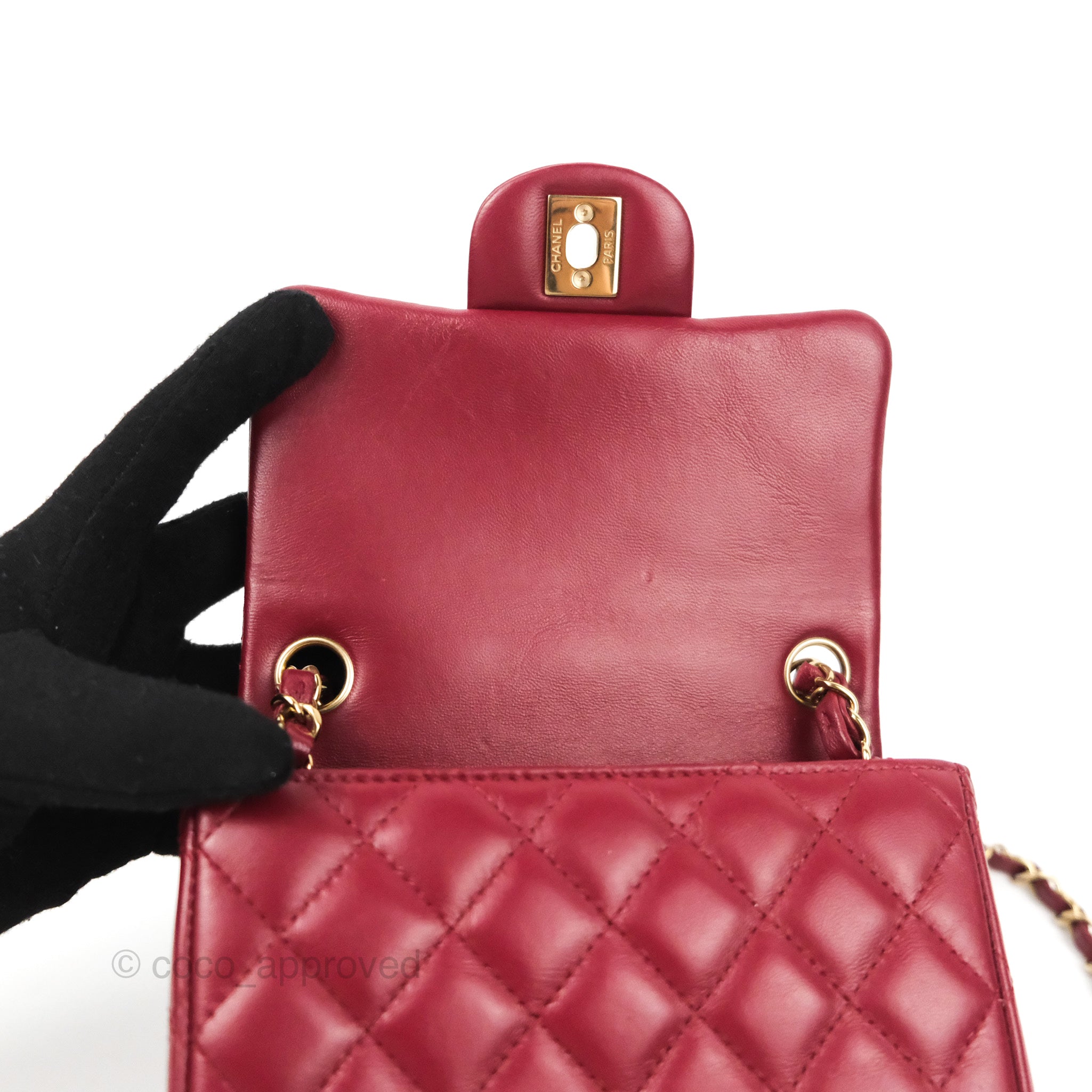 Red Quilted Lambskin Mini In The Loop Single Flap Gold Hardware, 2020, Handbags & Accessories, The New York Collection, 2021