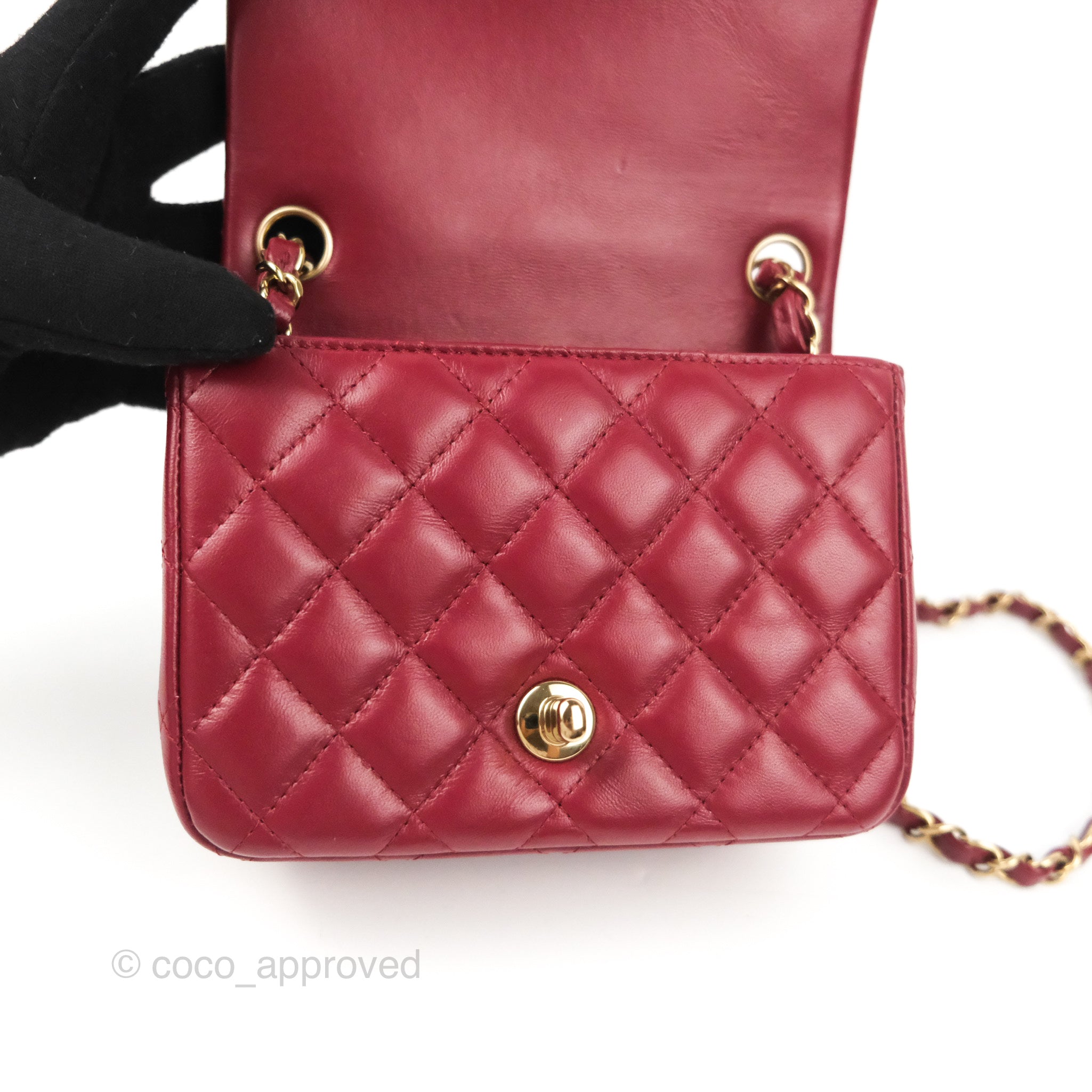 Red Quilted Lambskin Classic Double Flap Small