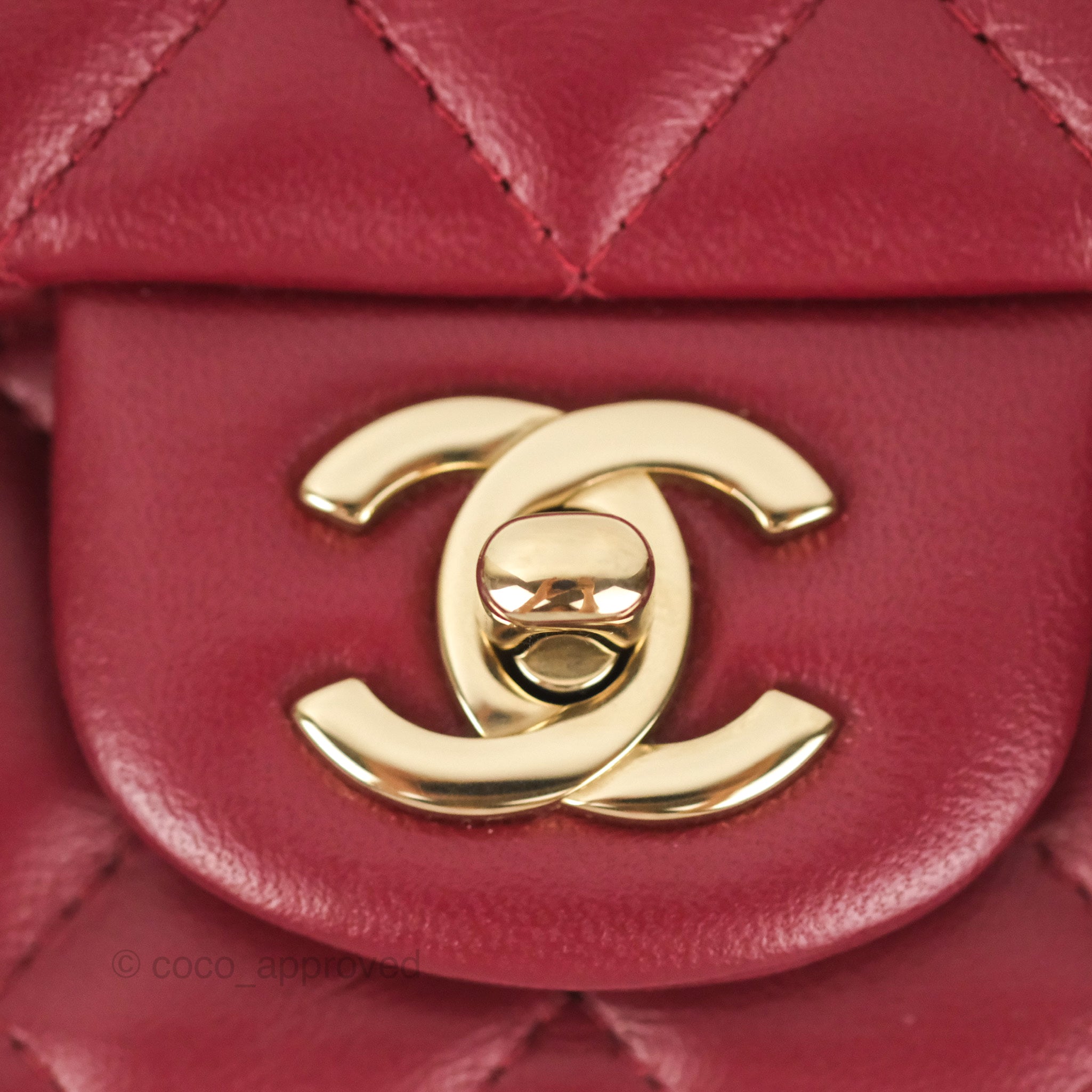 Chanel Quilted Mini Square Flap Red Wine Lambskin Gold Hardware – Coco  Approved Studio