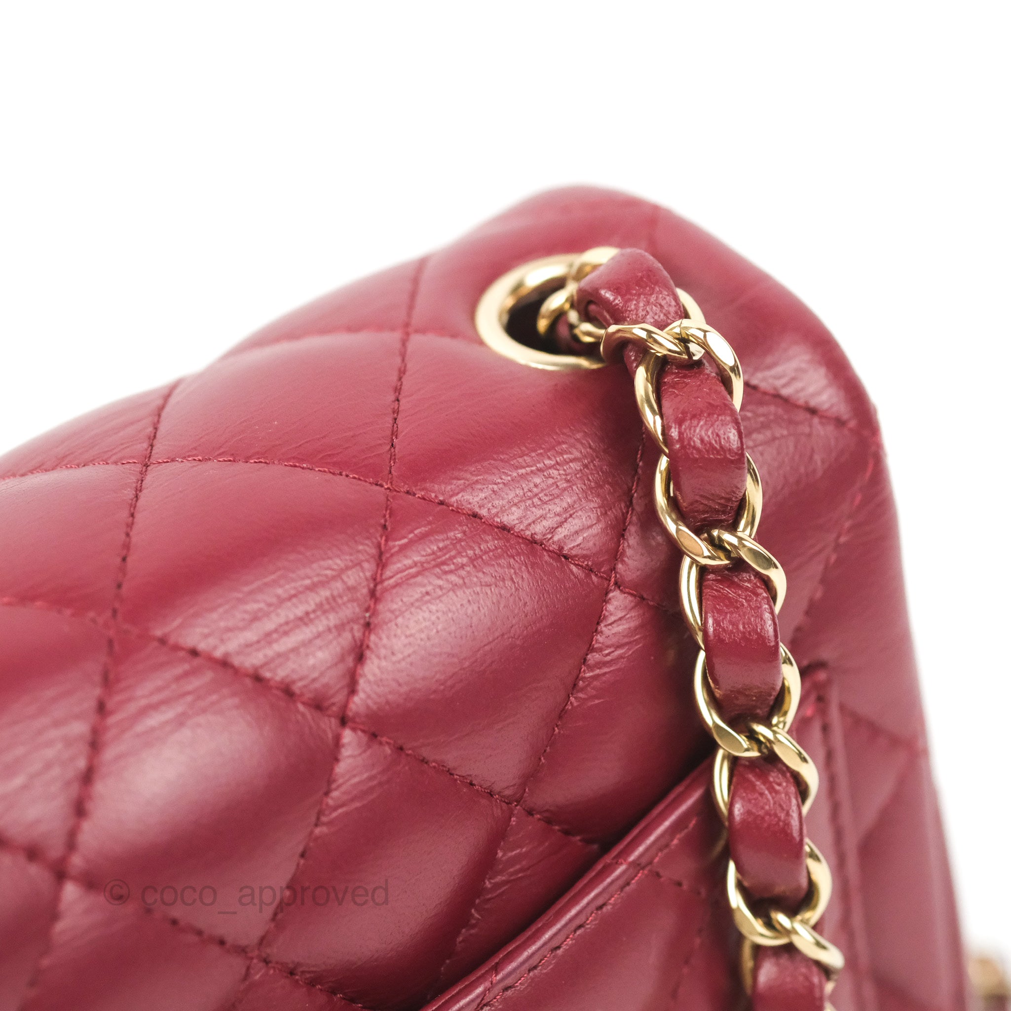 Chanel Quilted Mini Square Flap Red Wine Lambskin Gold Hardware – Coco  Approved Studio