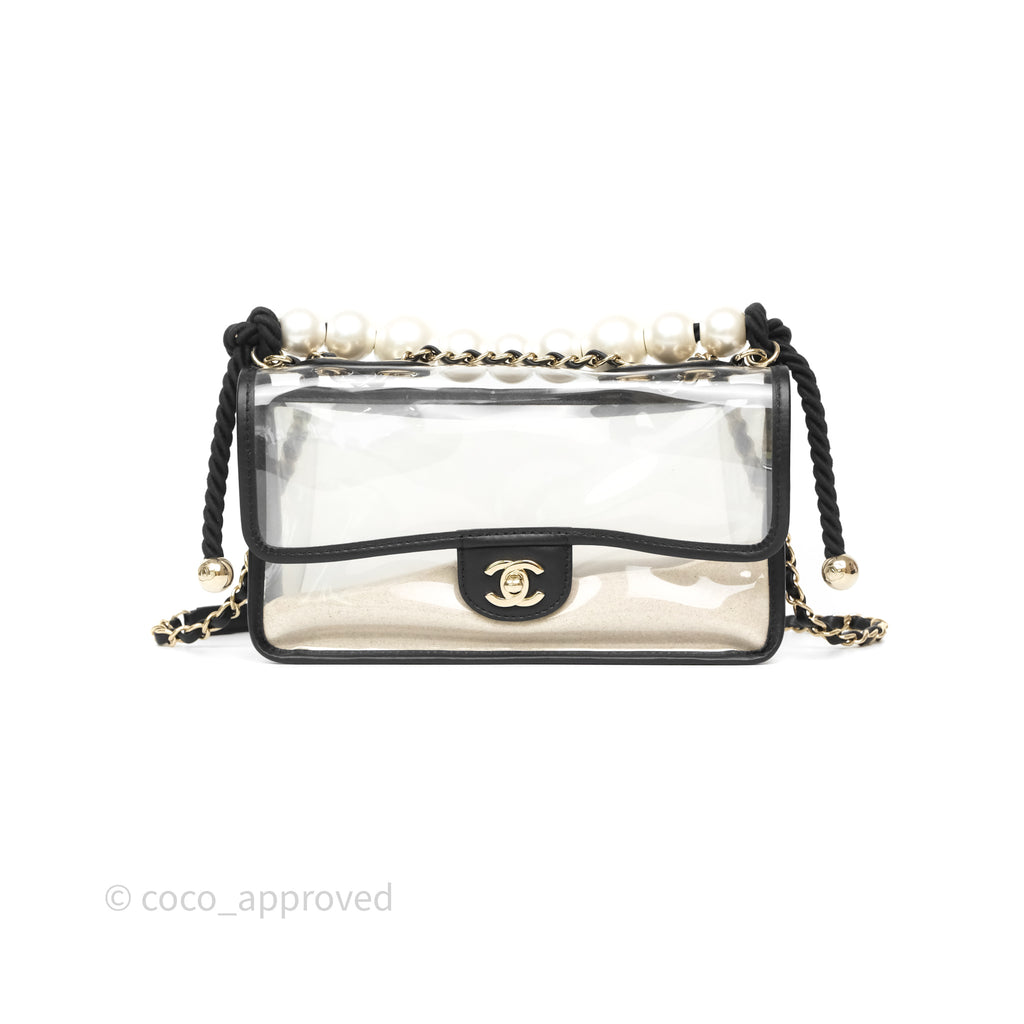 Chanel Medium Sand By The Sea PVC Flap Black Lambskin Gold Hardware