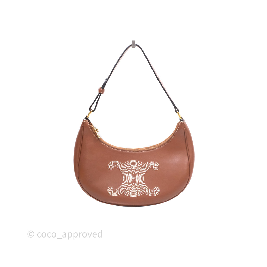 Celine Medium Ava Triomphe Logo Bag Tan Calfskin