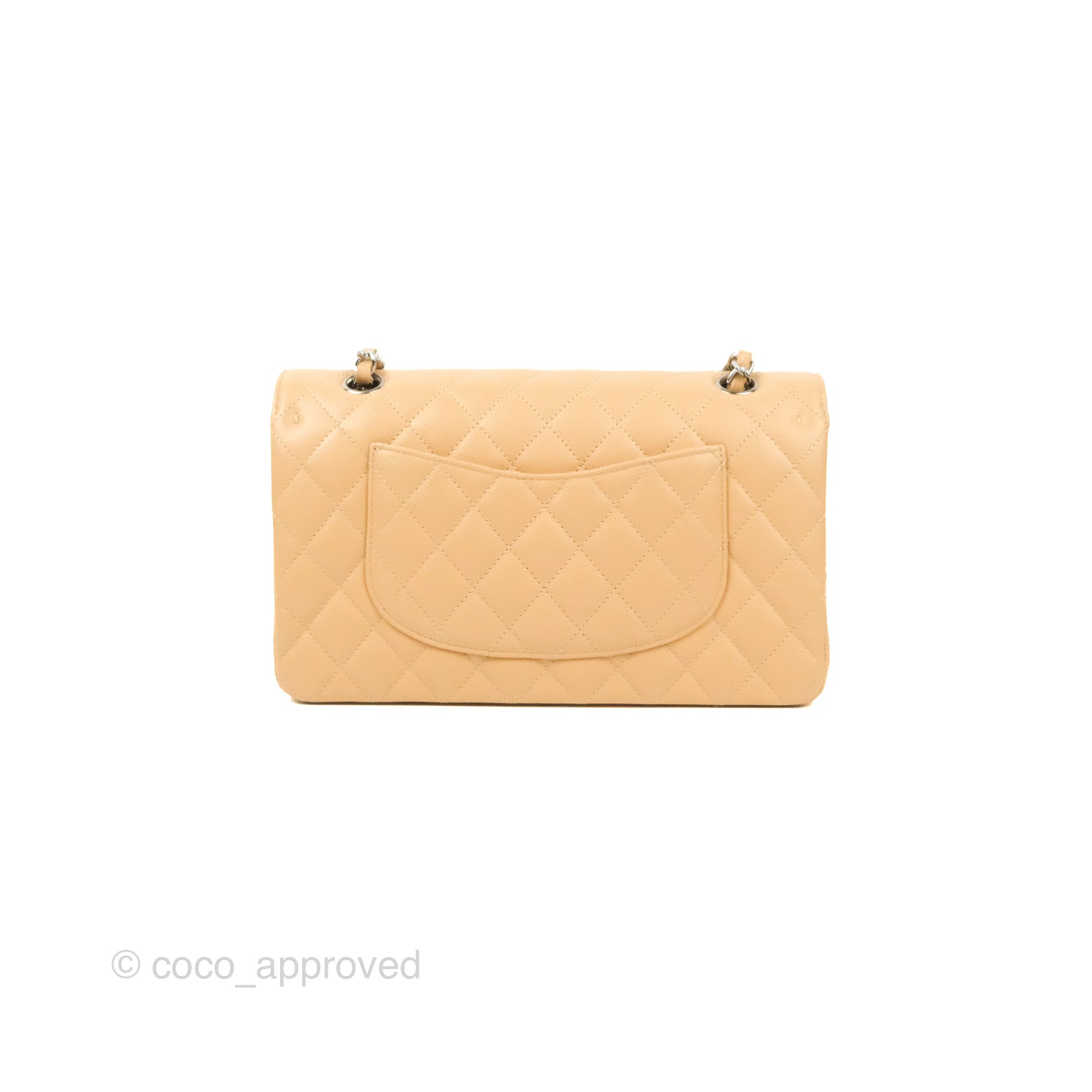 Chanel Classic M/L Medium Flap Quilted Beige Caviar Silver Hardware – Coco  Approved Studio